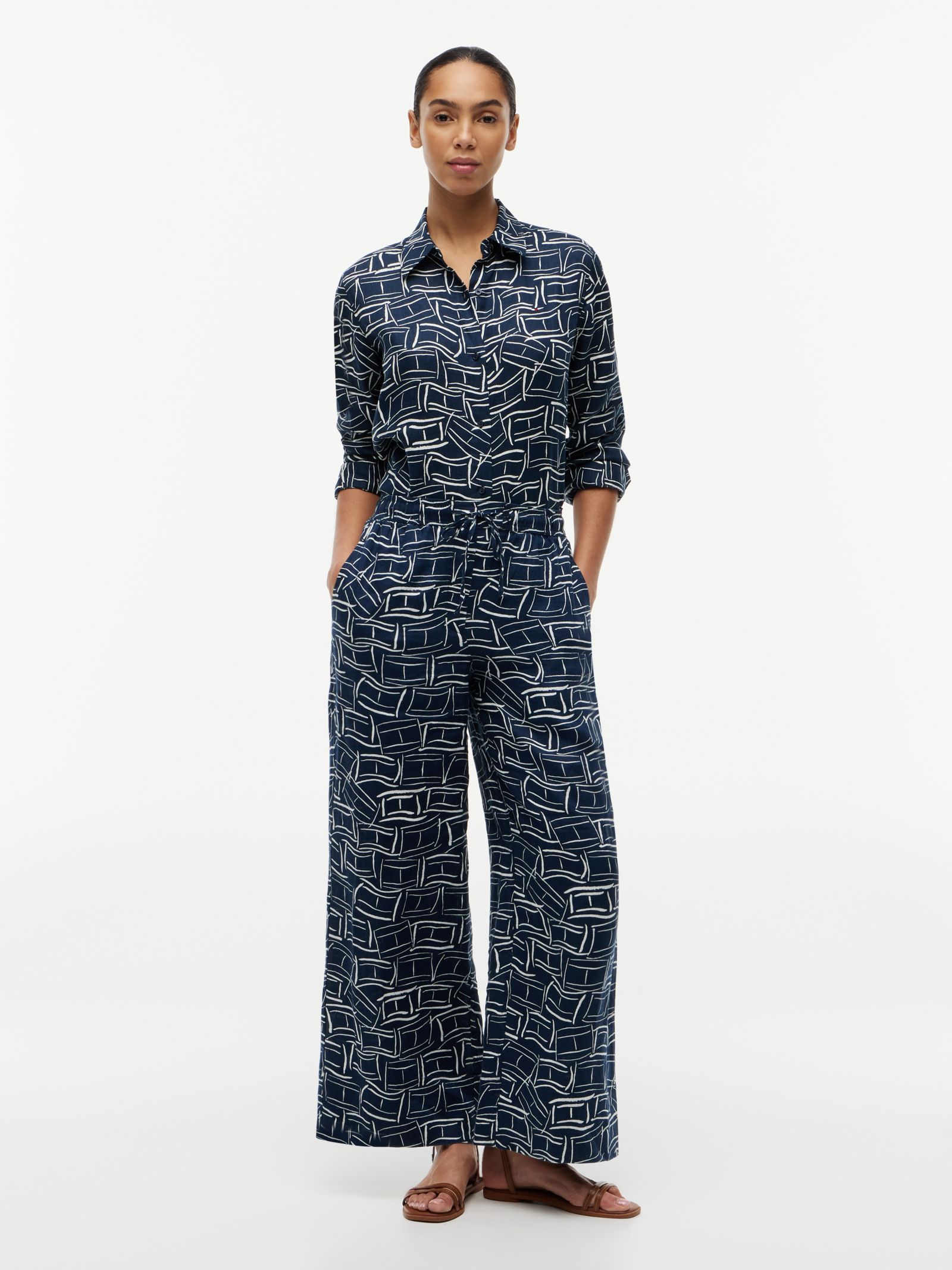 Tommy Hilfiger relaxed broek van puur linnen met wijde fit