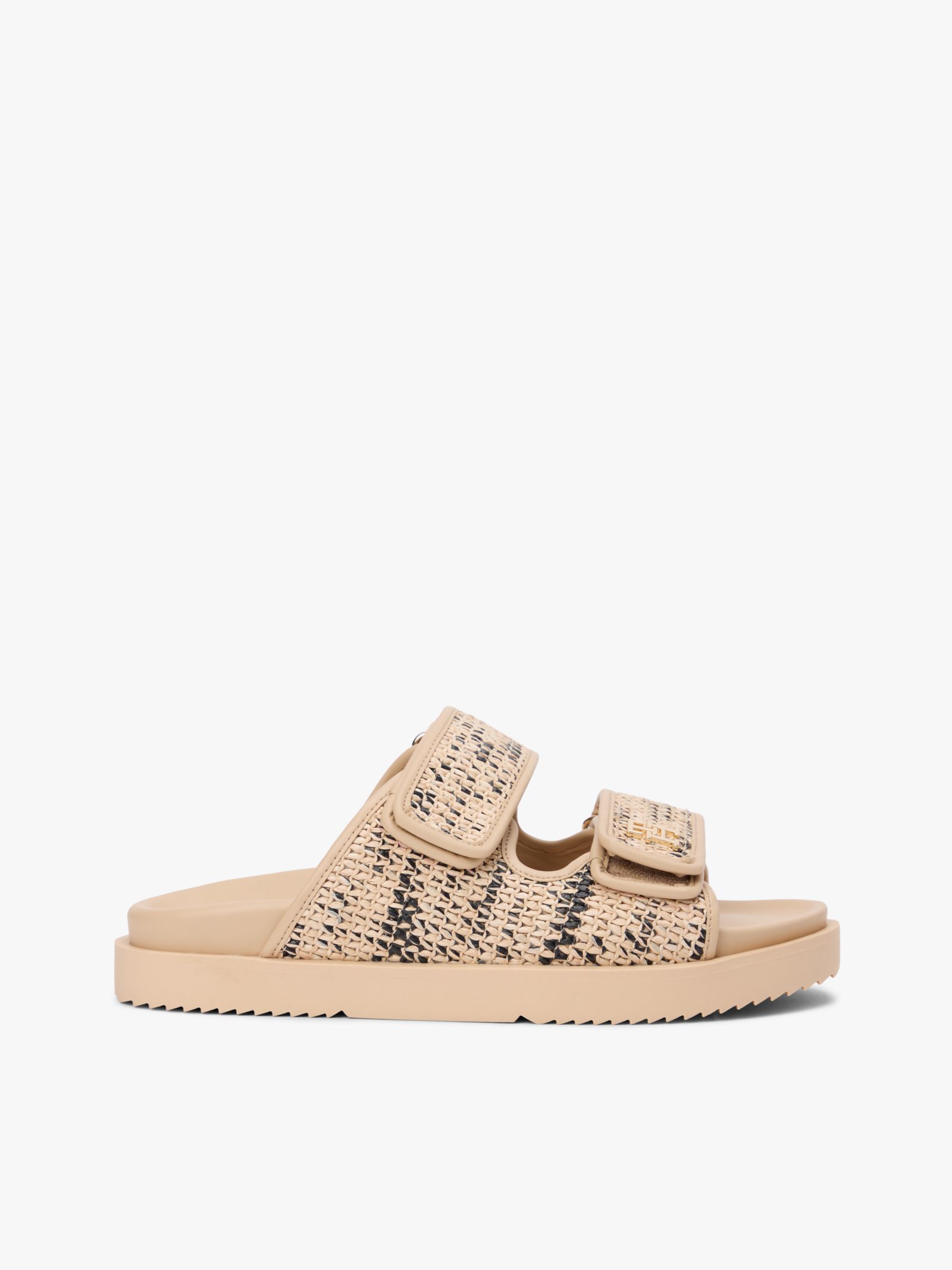 Tommy Hilfiger Raffia sandaal met dubbele band en monogram