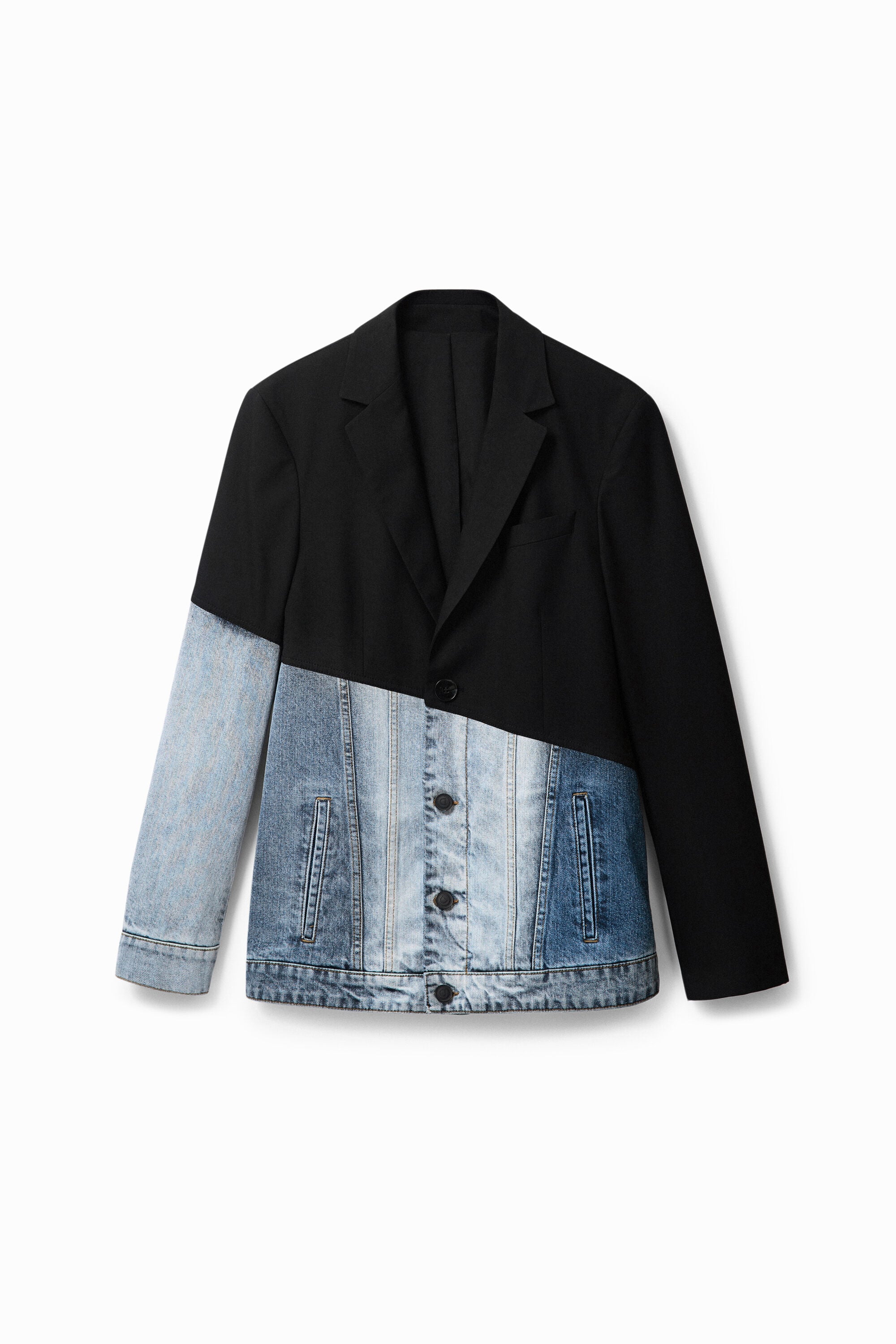 Desigual Denim blazer met twee stoffen