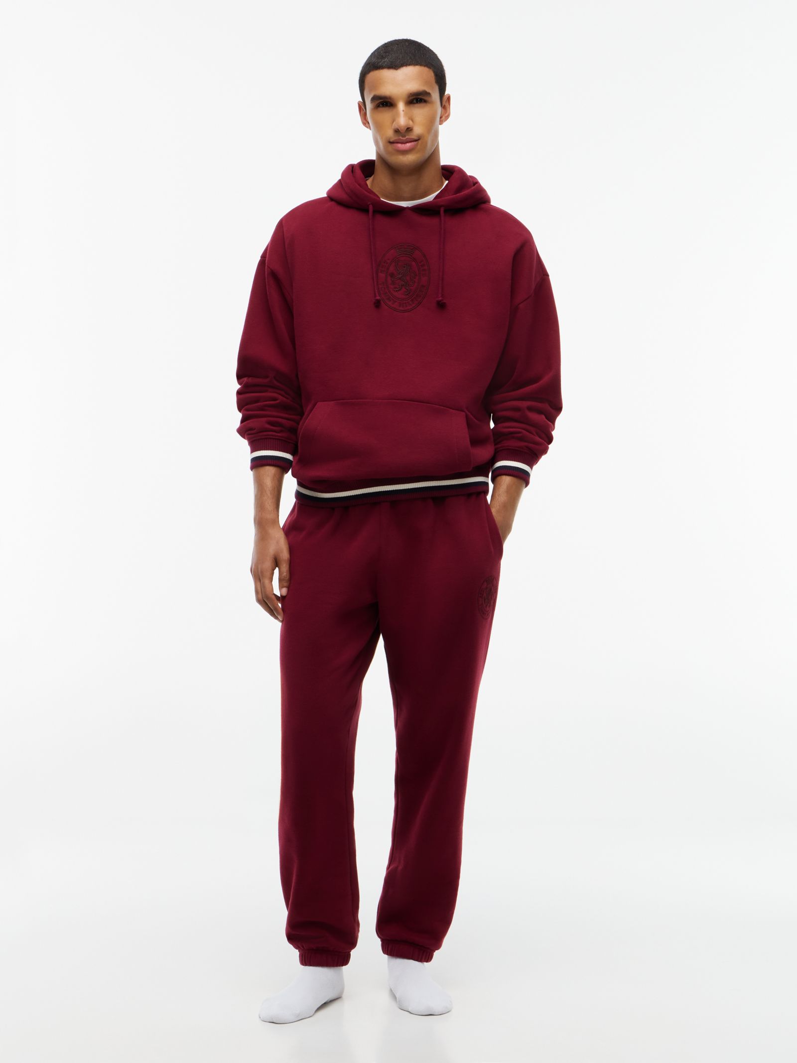 Tommy Hilfiger fleece loungejogger met embleem en boorden