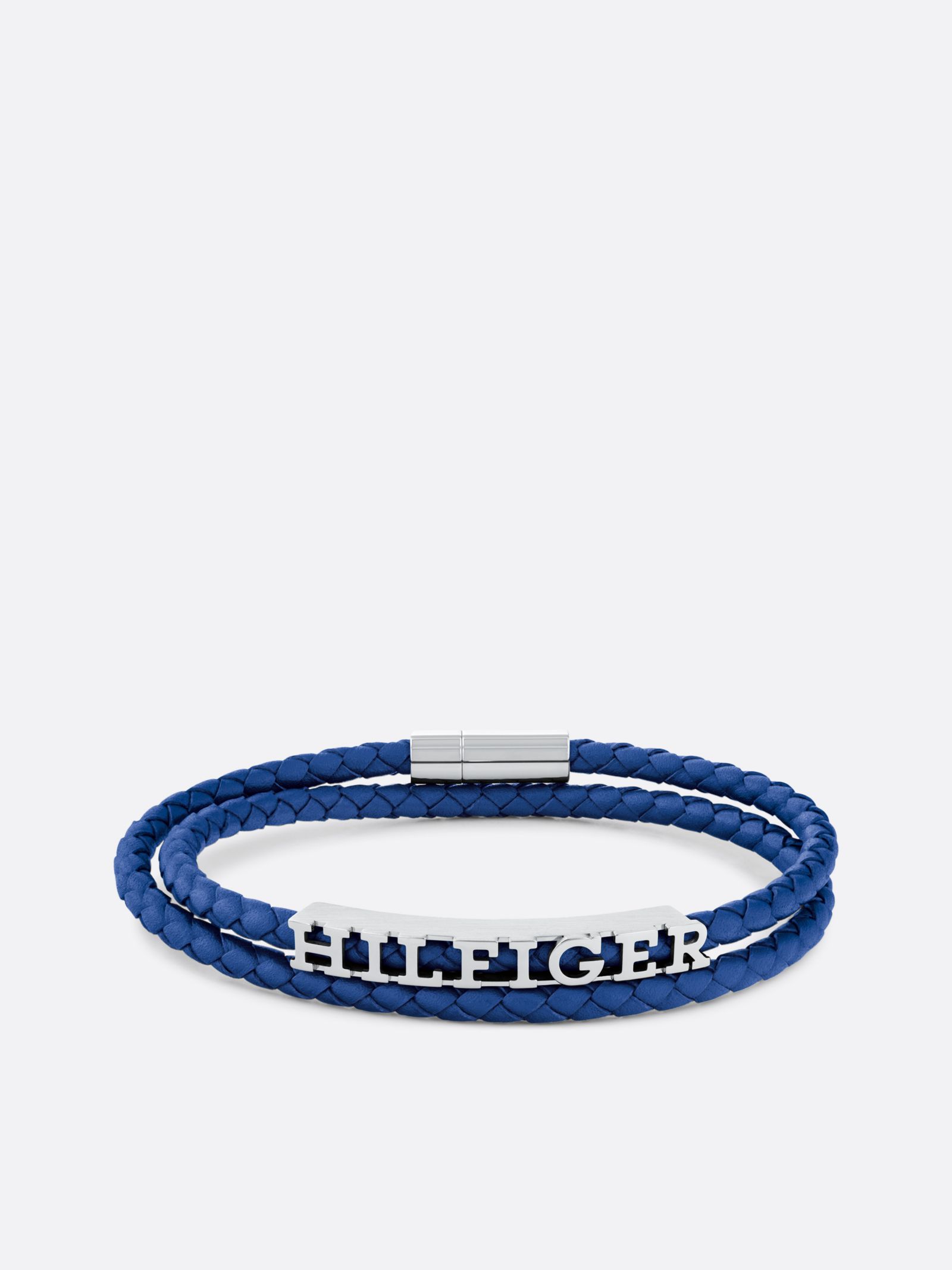 Tommy Hilfiger blauwe armband van gevlochten leer
