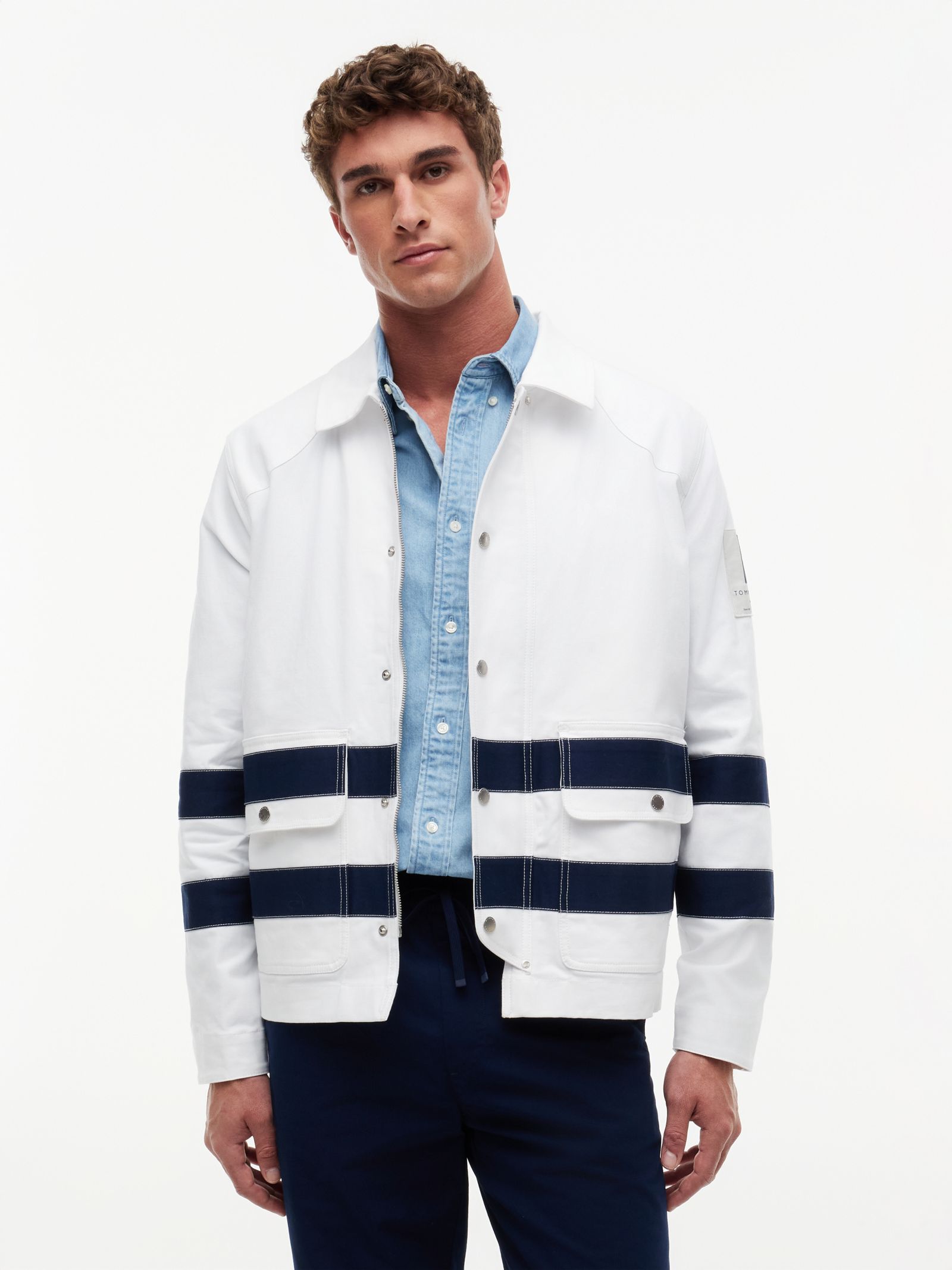 Tommy Hilfiger Gestreept jack met kraag en klepzakken