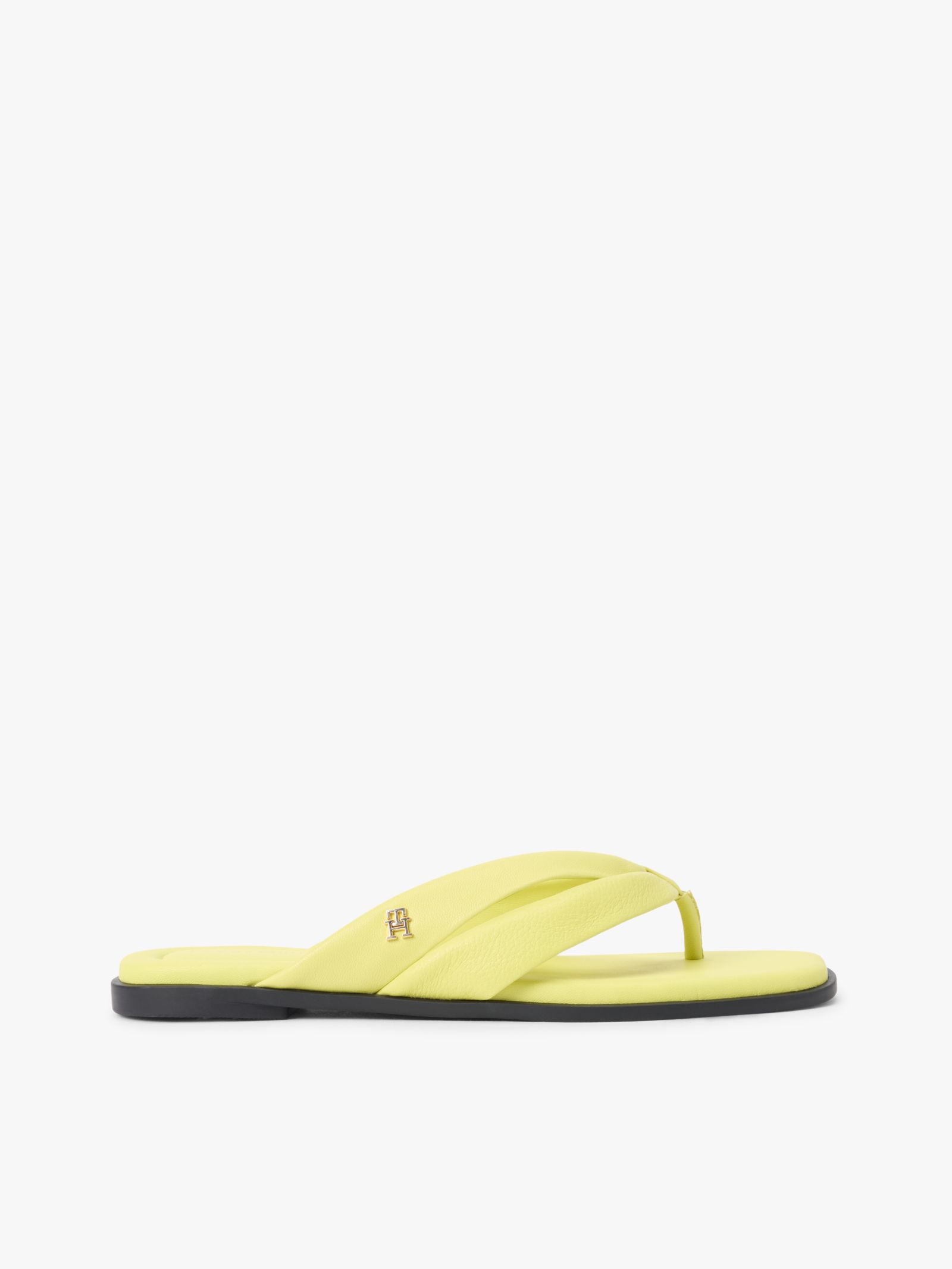 Tommy Hilfiger leren platte teenslipper in geel