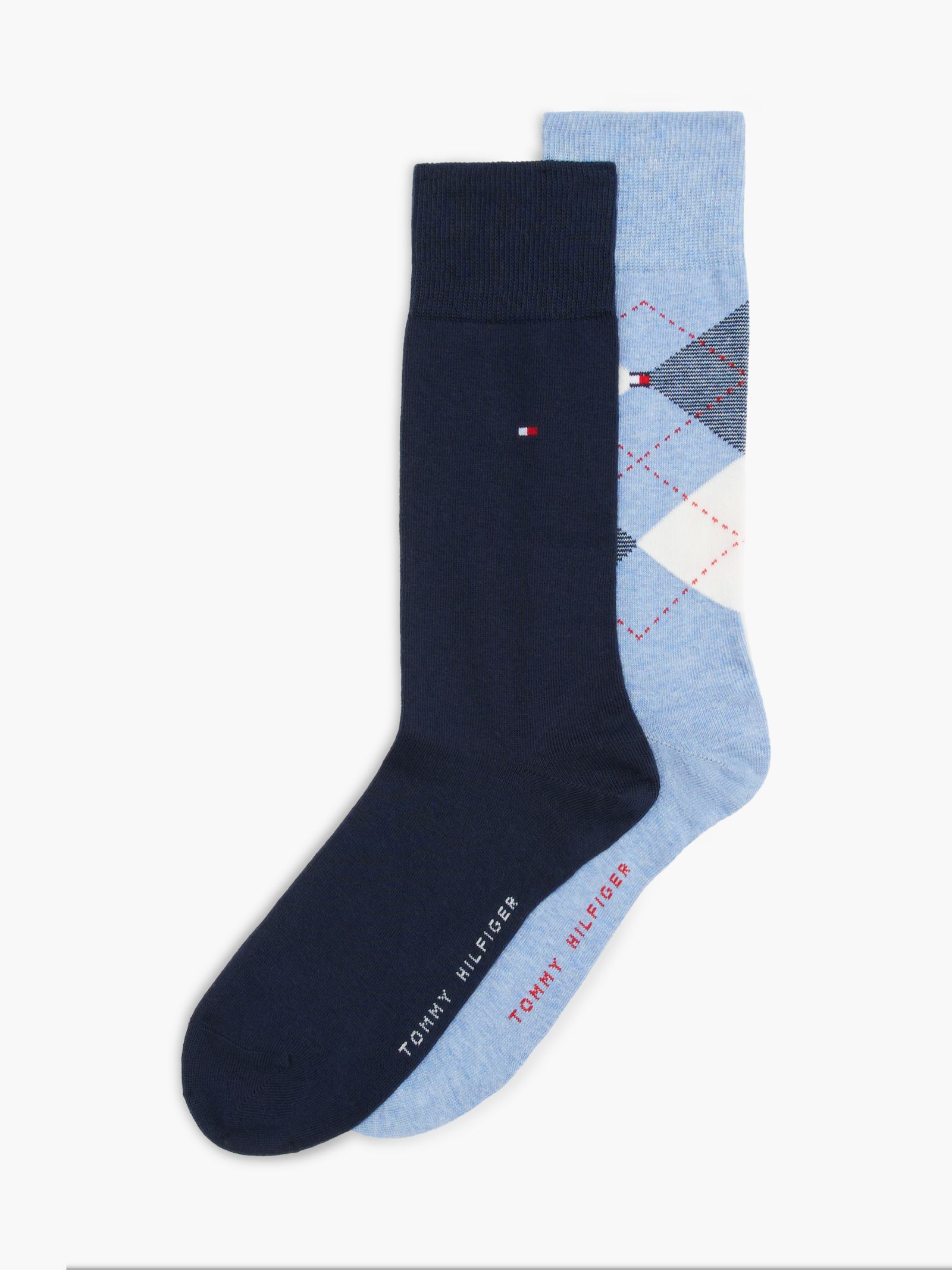 Tommy Hilfiger Set van 2 paar sokken met Argyle ruit en vlag in blauw