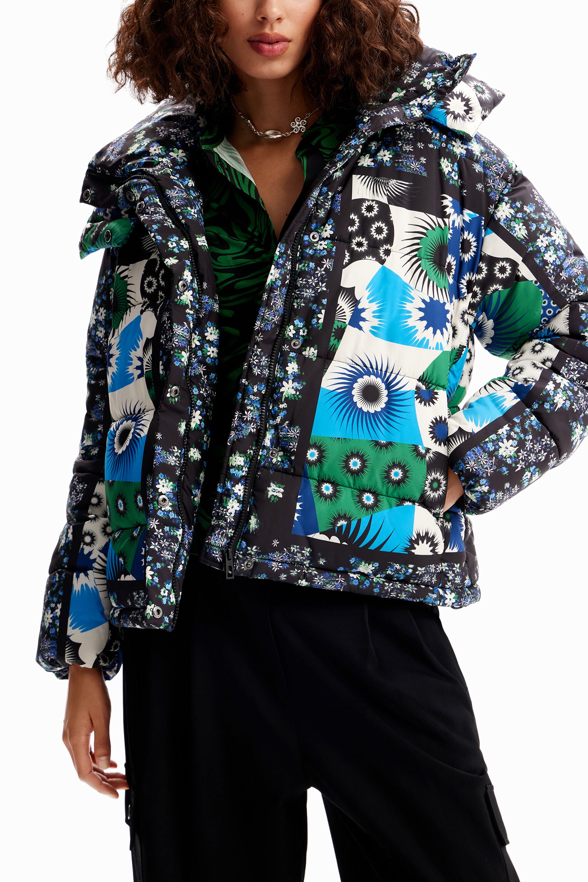 Desigual Gewatteerd jack met patch voor dames