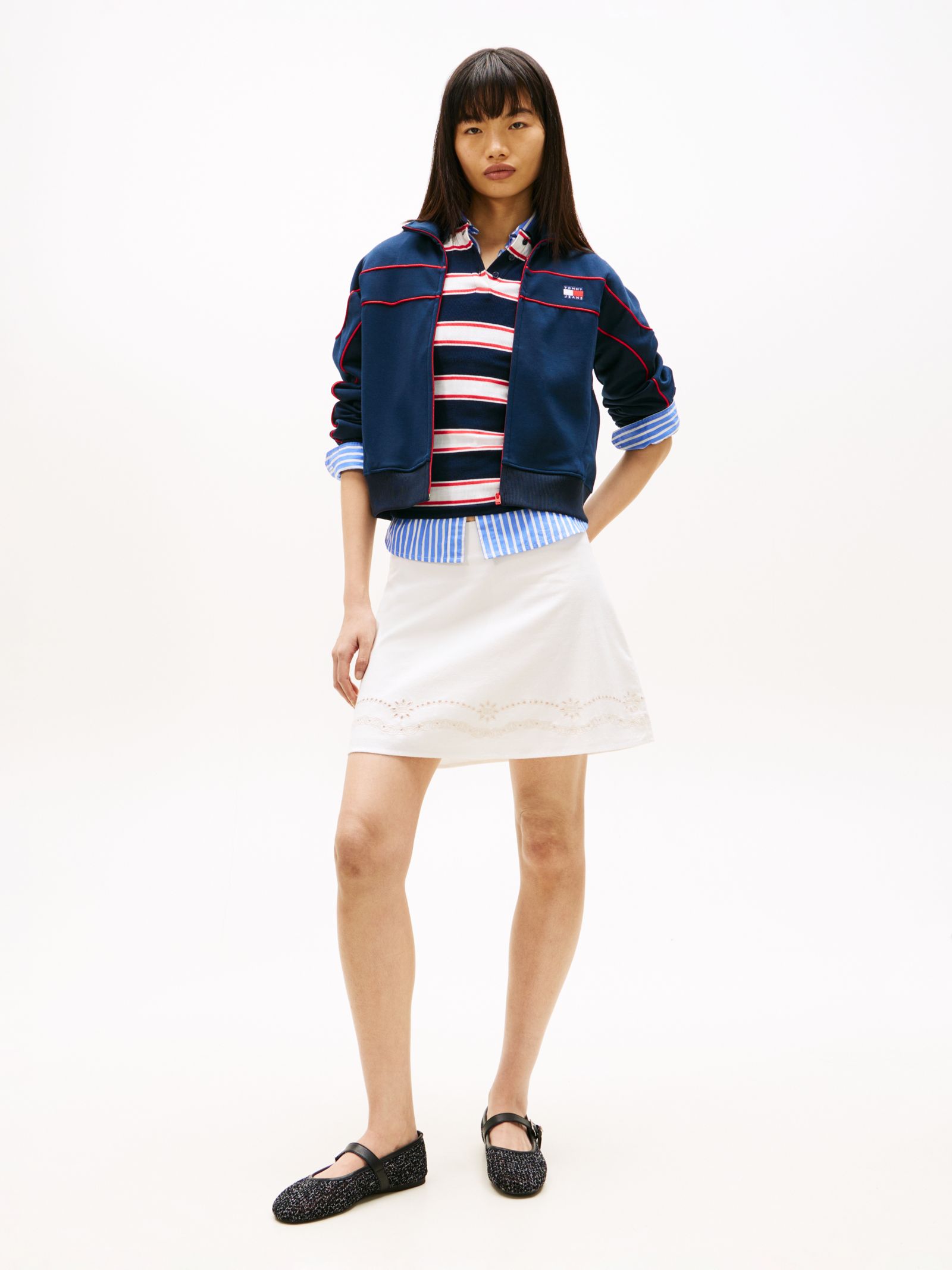 Tommy Jeans Linnenmix minirok met broderie anglaise