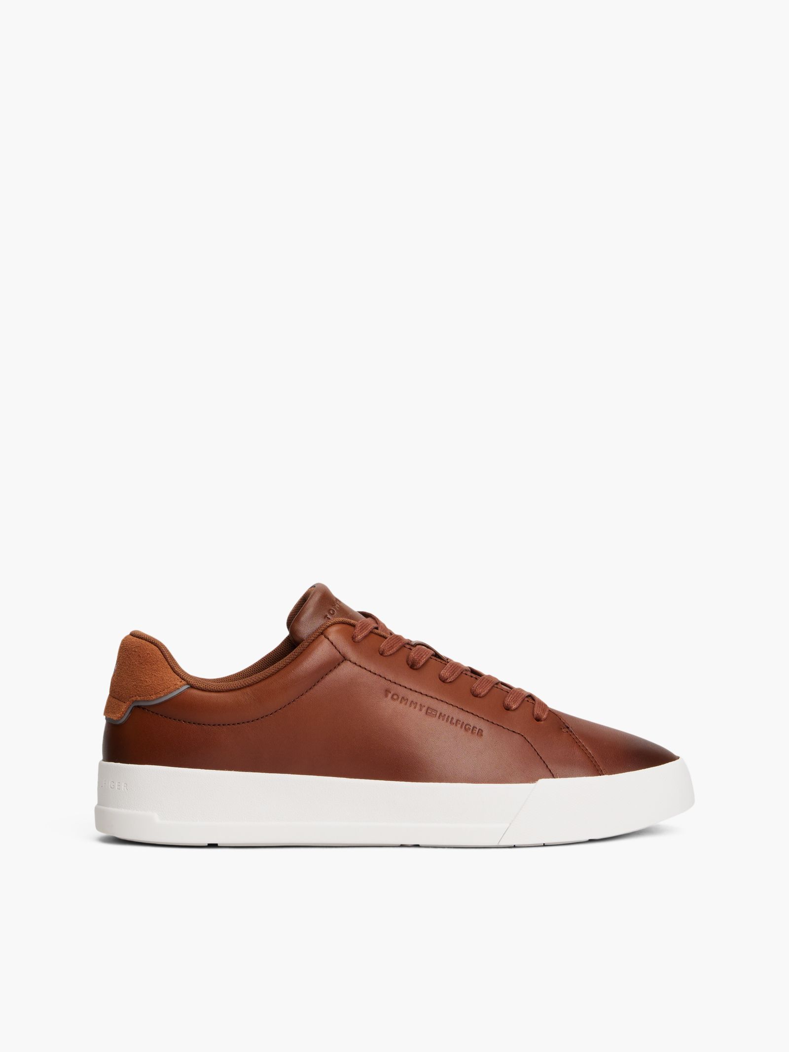 Tommy Hilfiger Leren court sneaker met reliëf