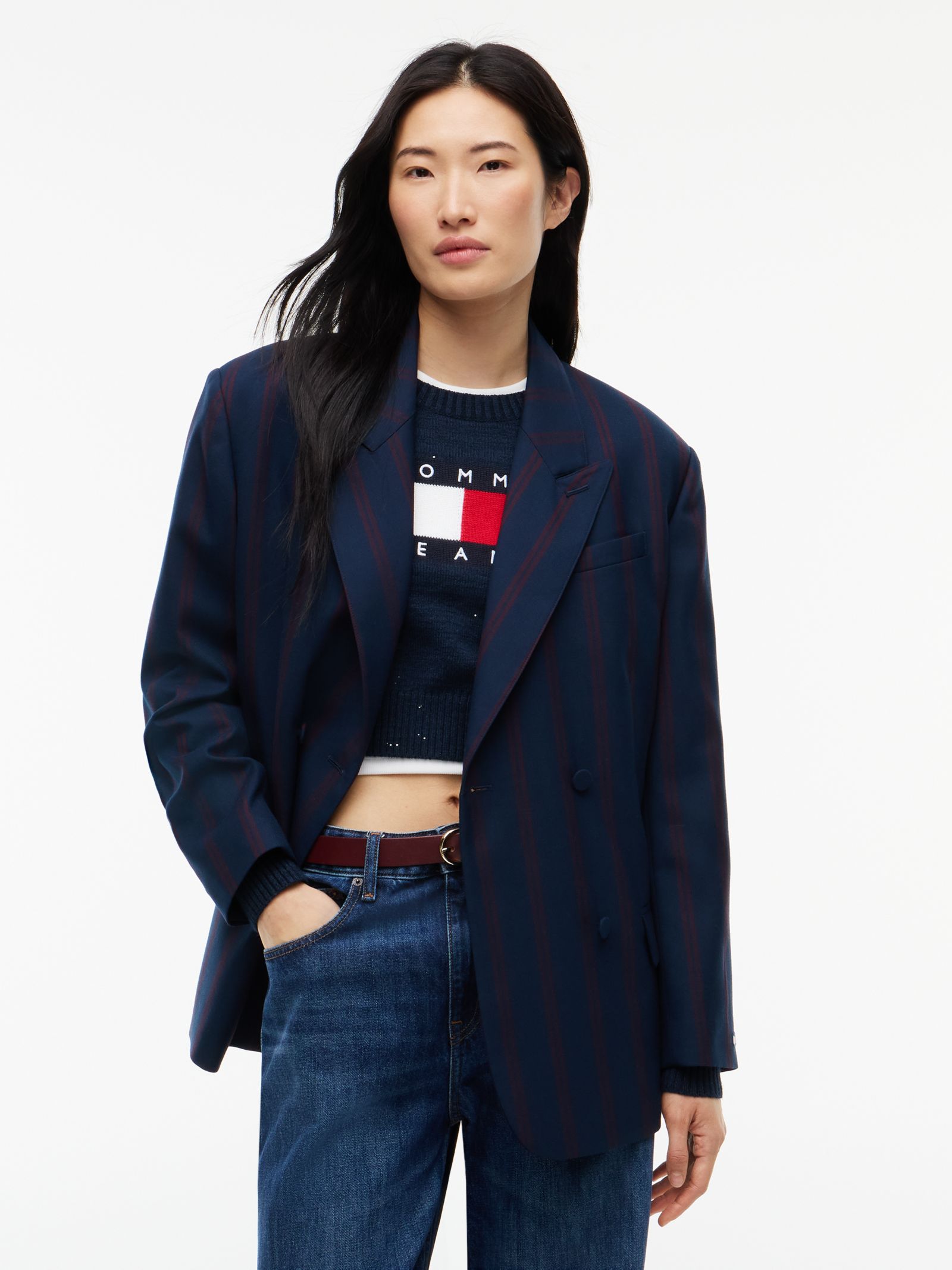 Tommy Jeans Relaxed fit double breasted blazer van wolmix