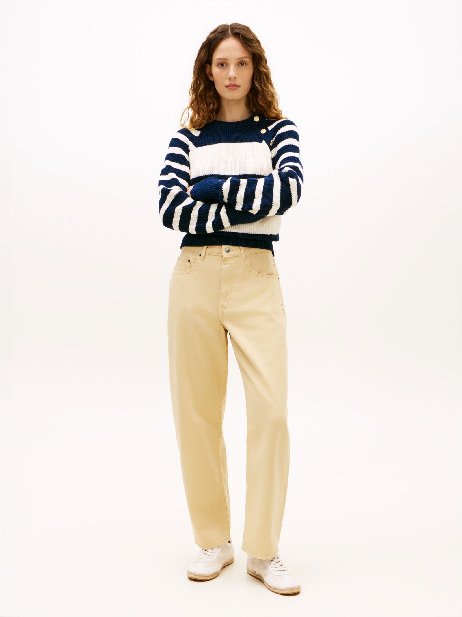 Tommy Hilfiger medium rise barrel jeans in beige