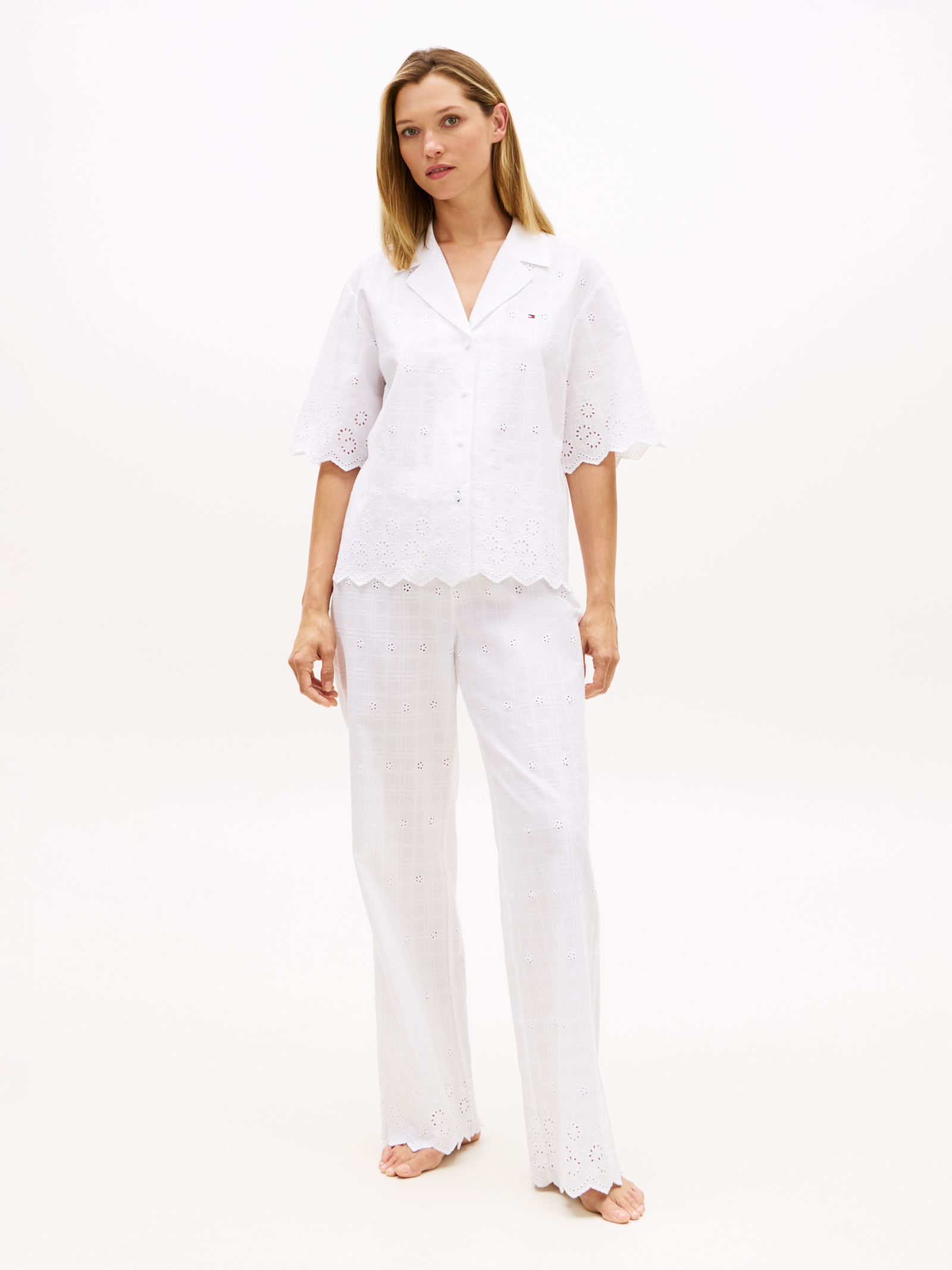 Tommy Hilfiger essential pyjamabroek met broderie anglaise