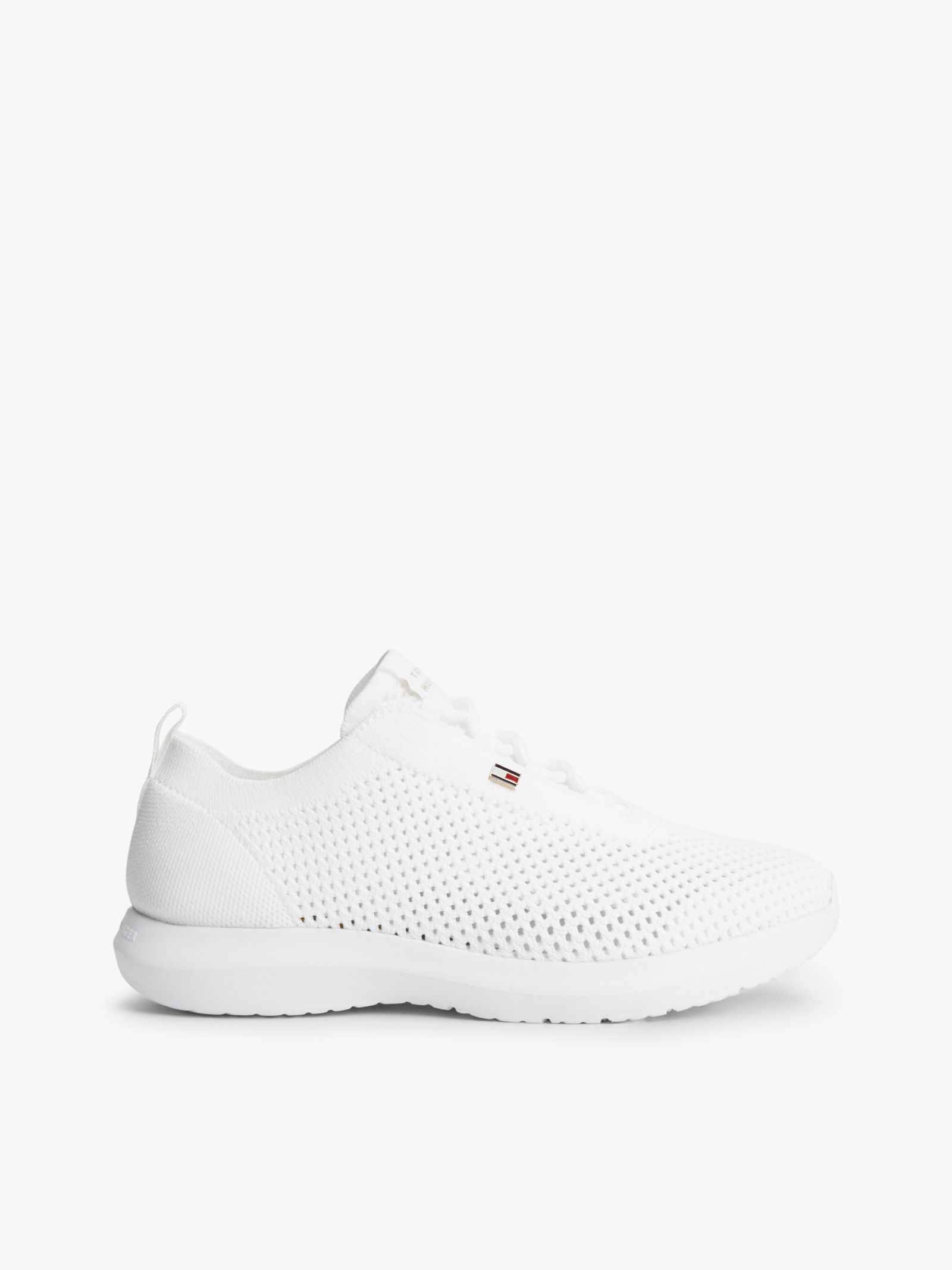 Tommy Hilfiger Gebreide sneaker met emaille vlag in wit