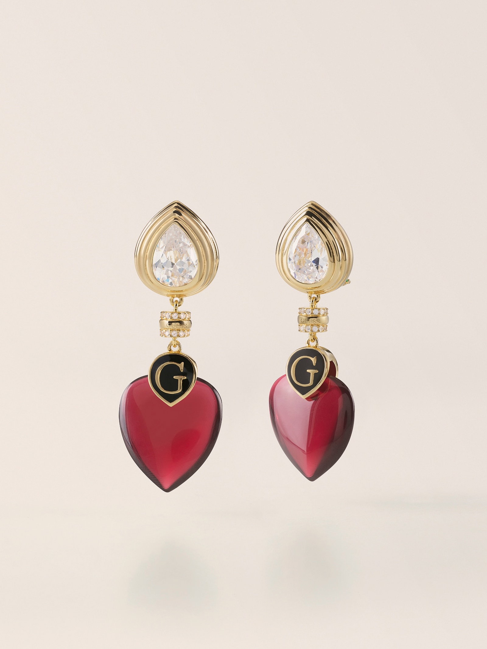 Guess Wild Orchid Oorhangers in rood