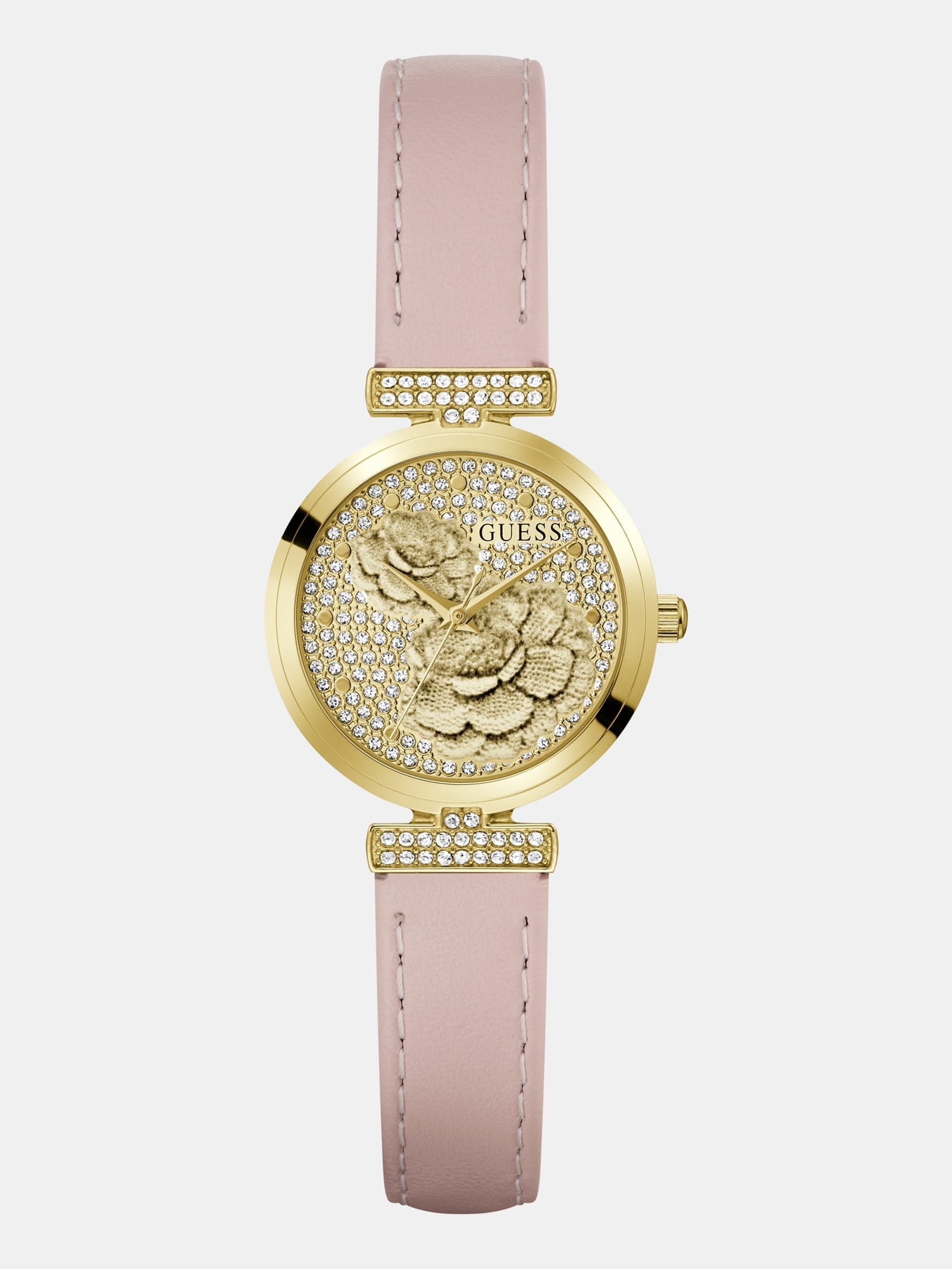 Guess Analoge Horloge Van Echt Leer 34 Mm in roze