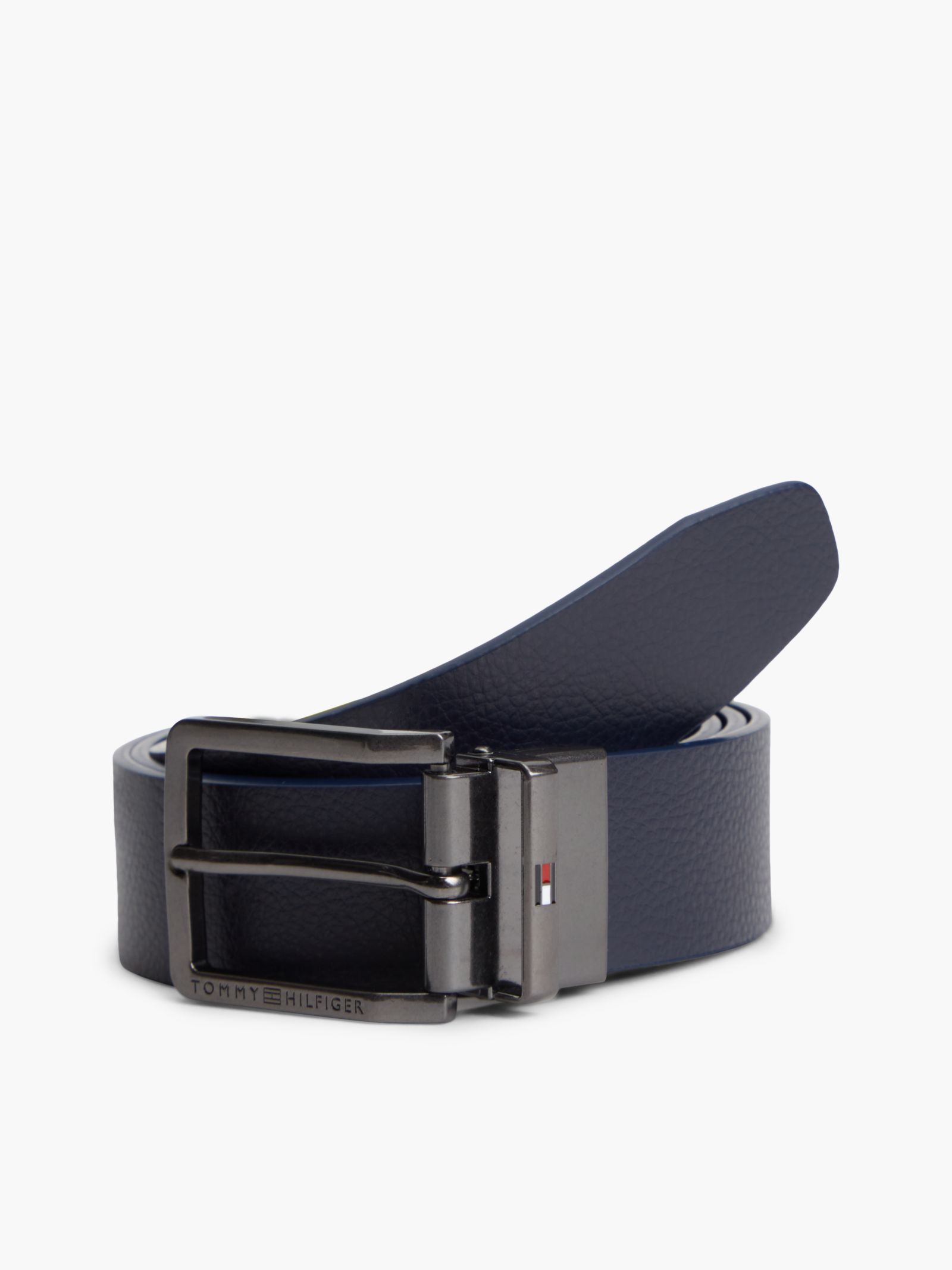 Tommy Hilfiger Reversible riem van gestructureerd leer met vierkante gesp in marine