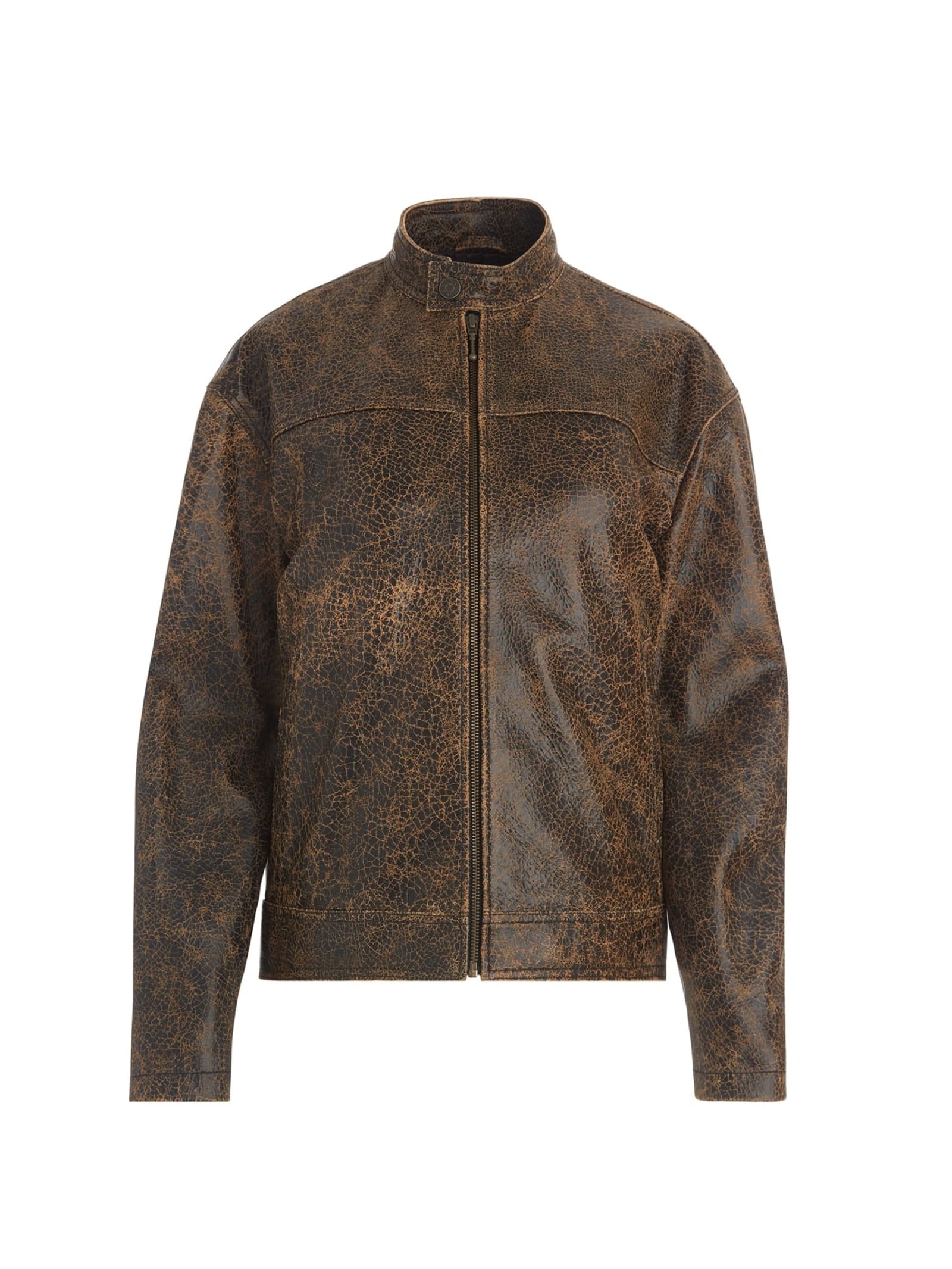 Guess Bikerjasje Van Echt Leer for women in bruin