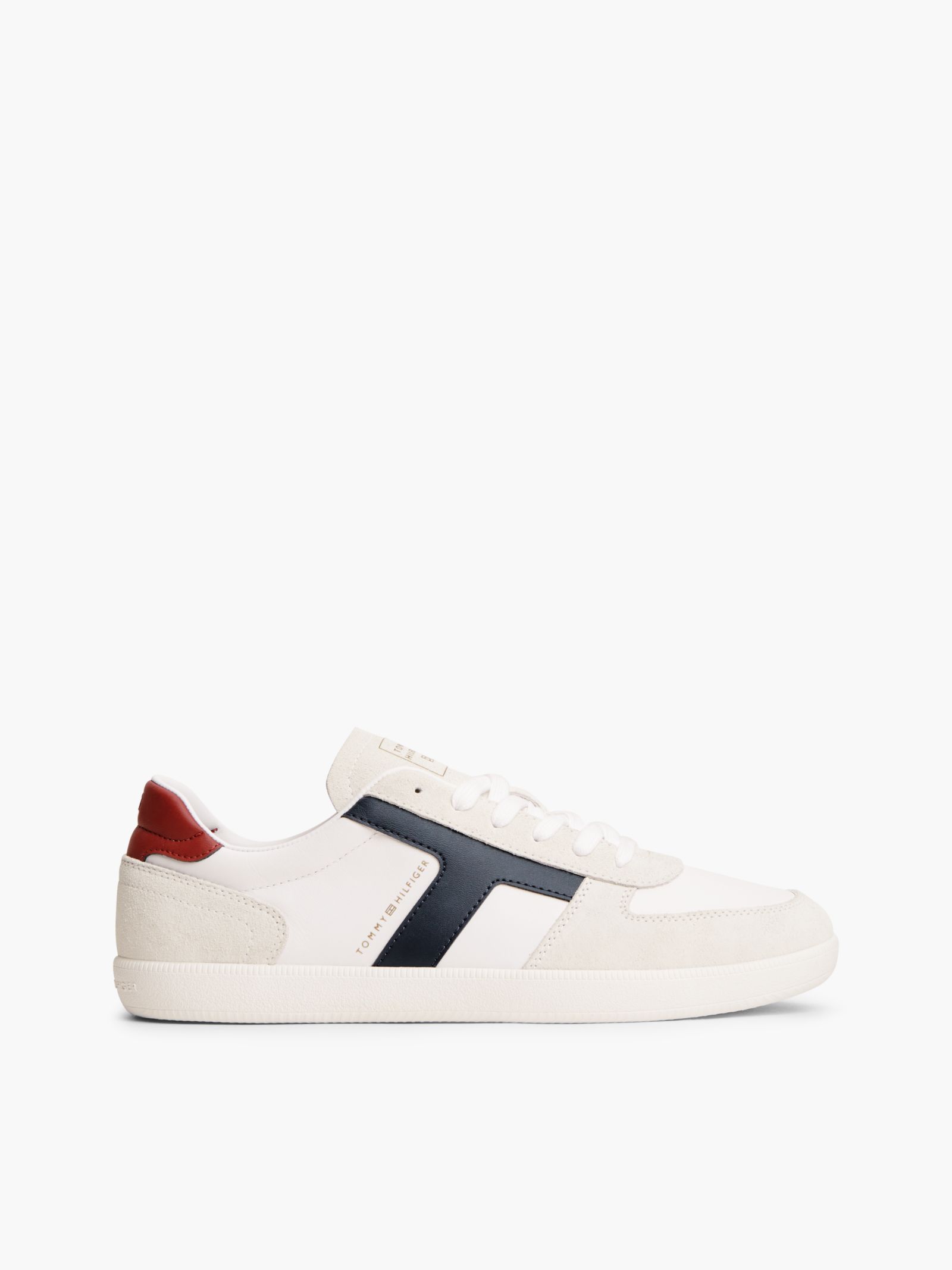 Tommy Hilfiger TH Tribeca Leren sneaker met gemengde texturen in wit