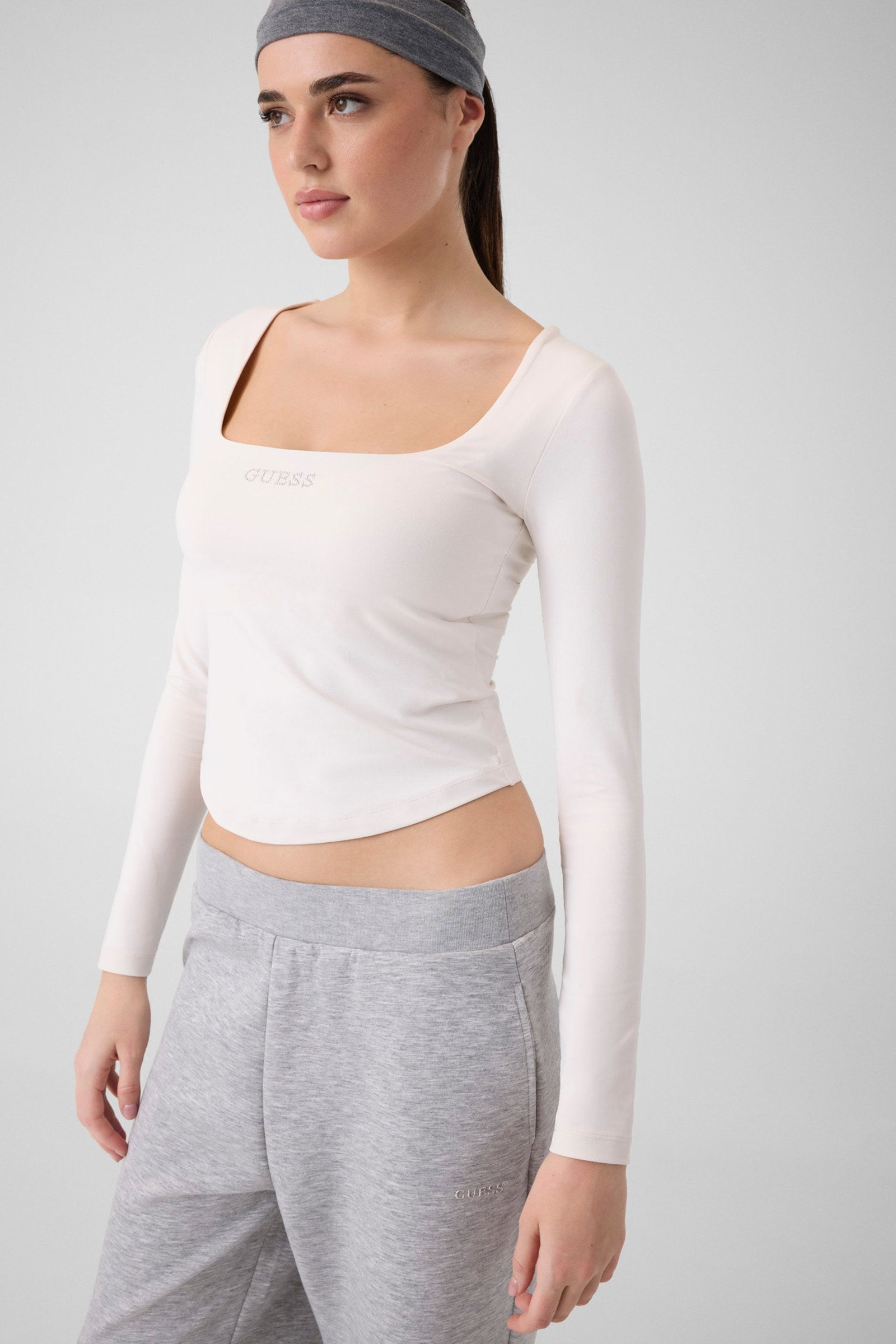 Guess Top Met Slim Pasvorm in wit