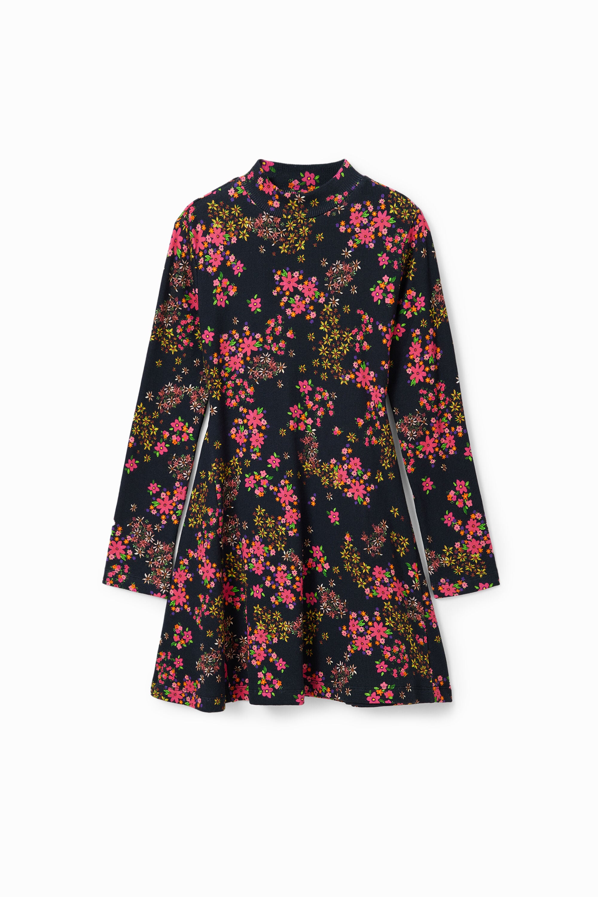 Desigual Geribde jurk met bloemen