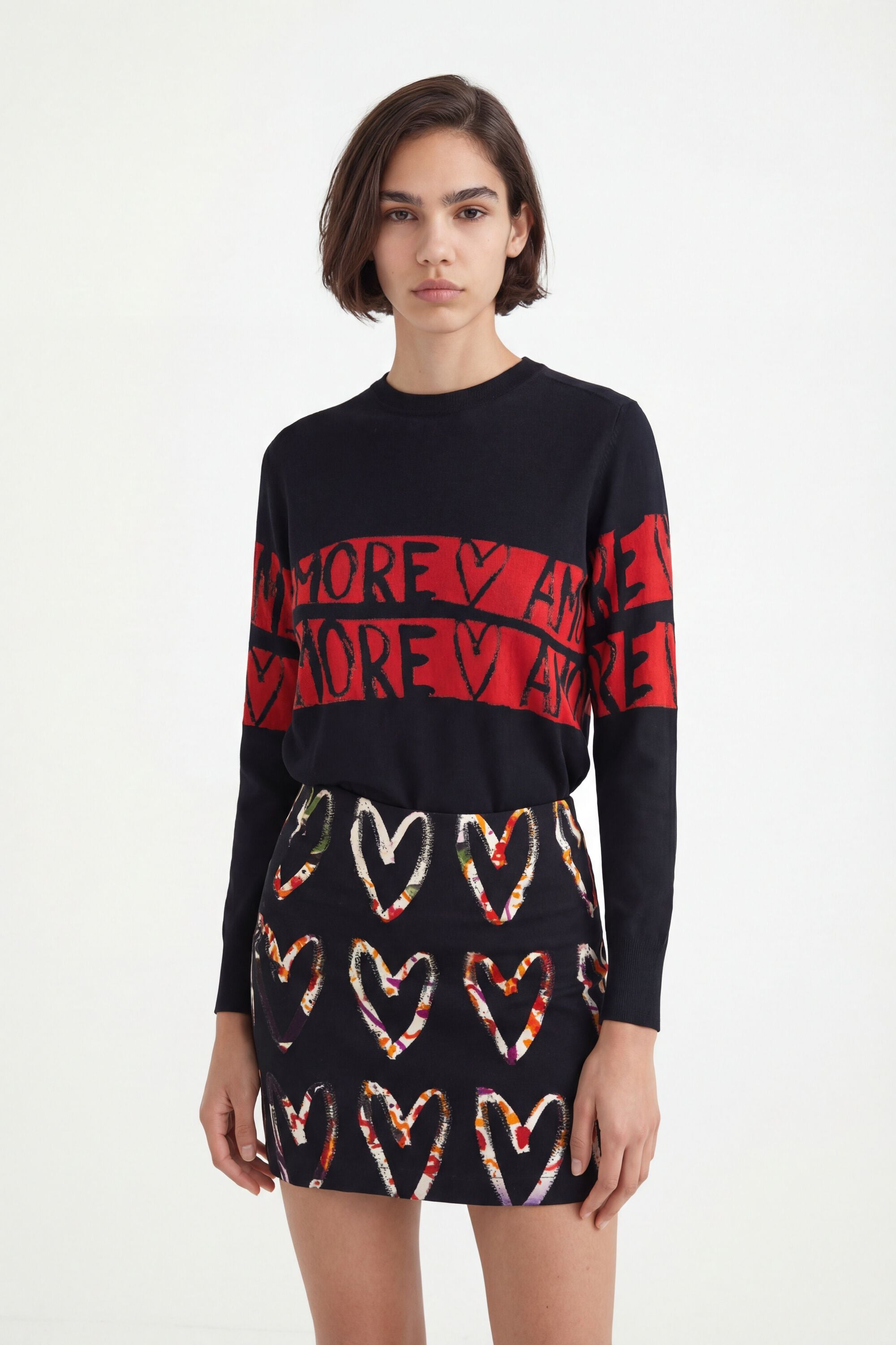 Desigual Katoenen minirok met hartjesprint
