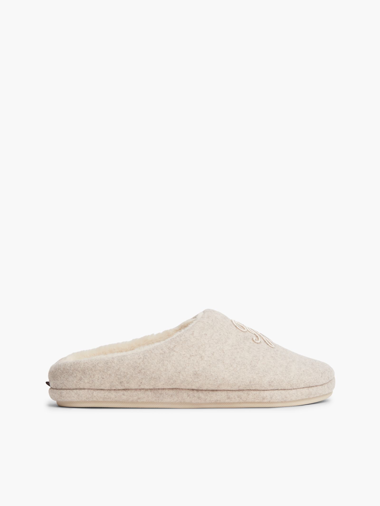 Tommy Hilfiger Pantoffel van vilt met geborduurd logo in beige