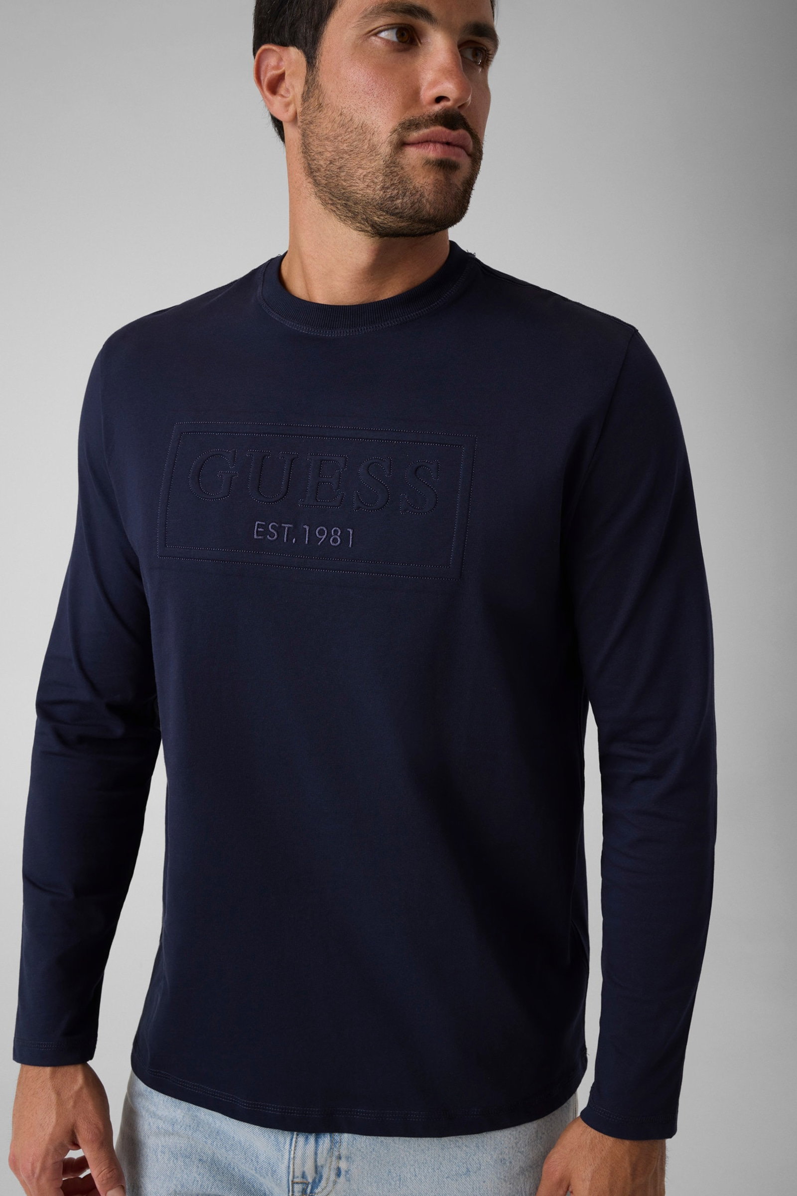 Guess T-Shirt Met Logo In Reliëf in marine
