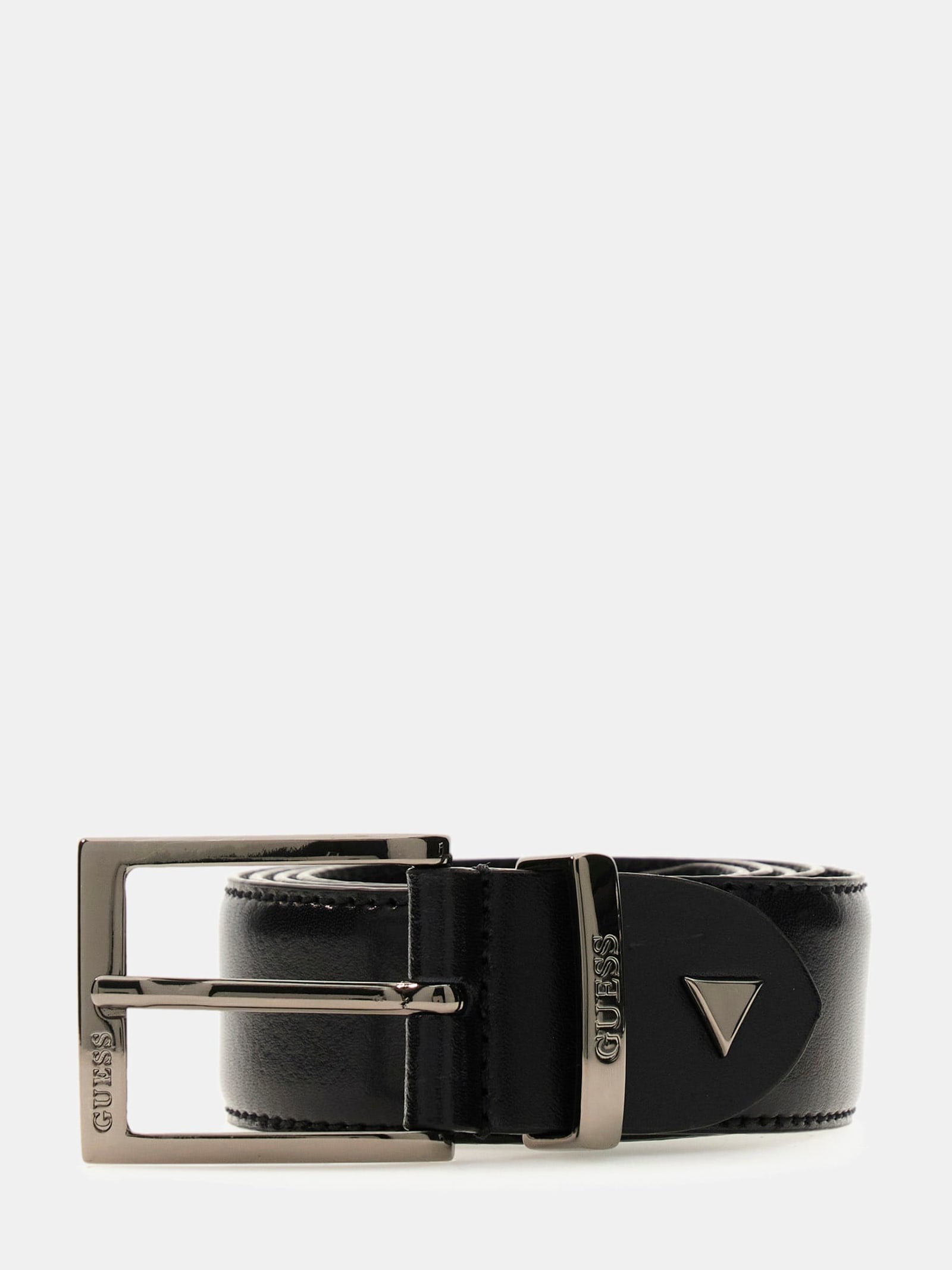 Guess Logo Echt Leren Riem in zwart
