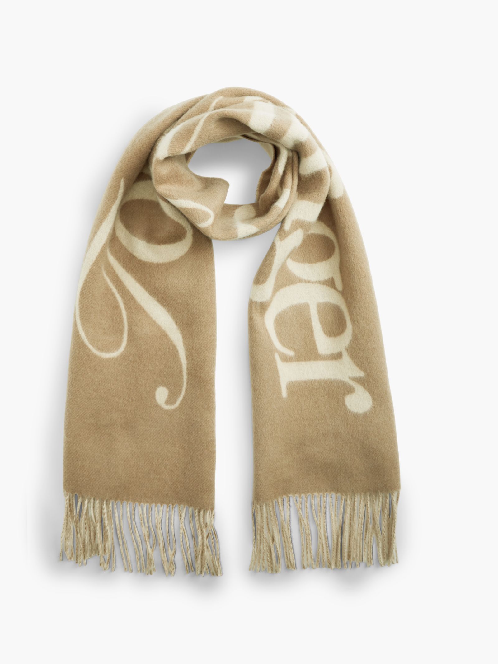 Tommy Hilfiger Geweven sjaal van zuivere wol met logo in beige