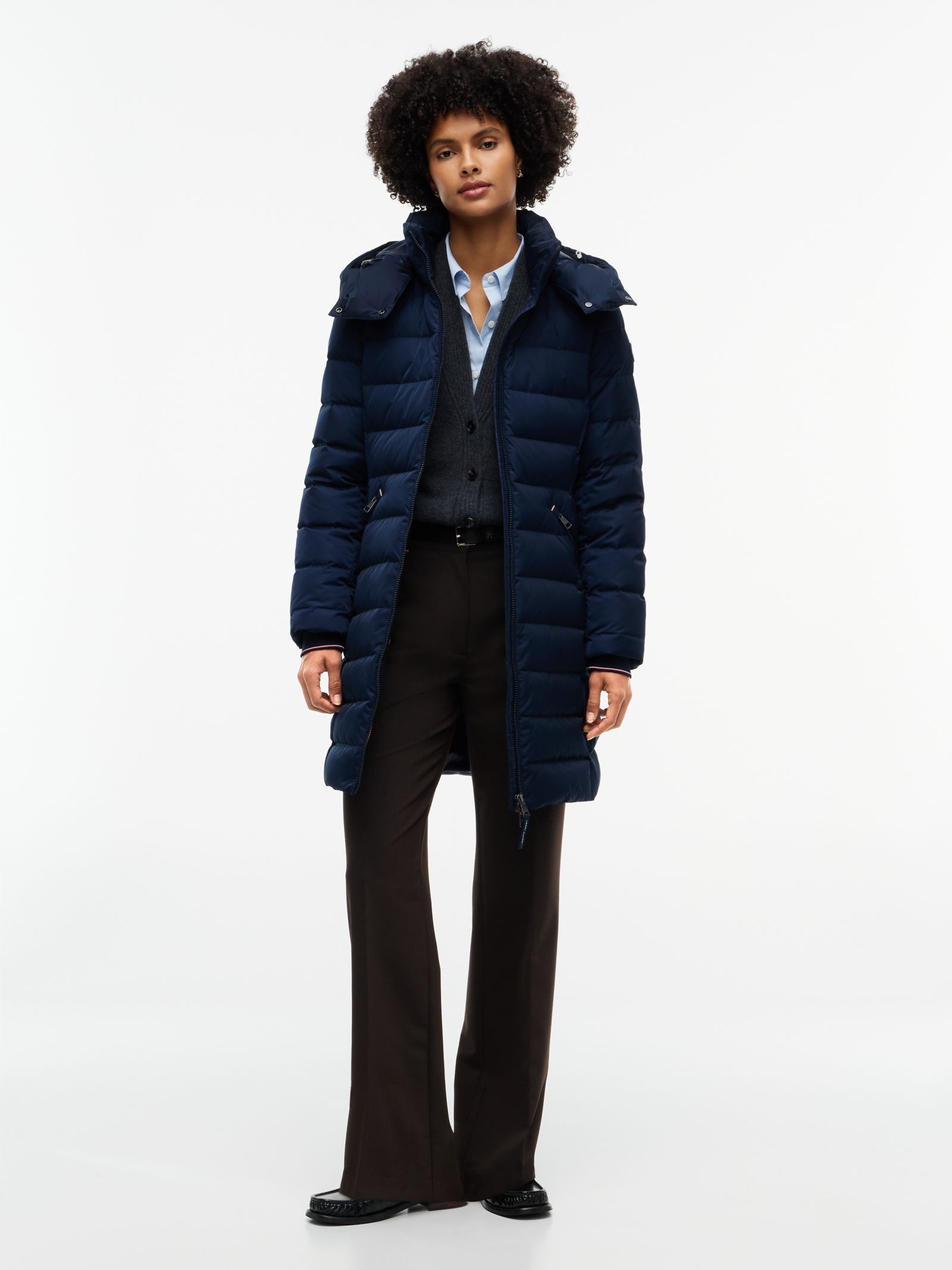 Tommy Hilfiger Slim fit donsjas met capuchon in marine