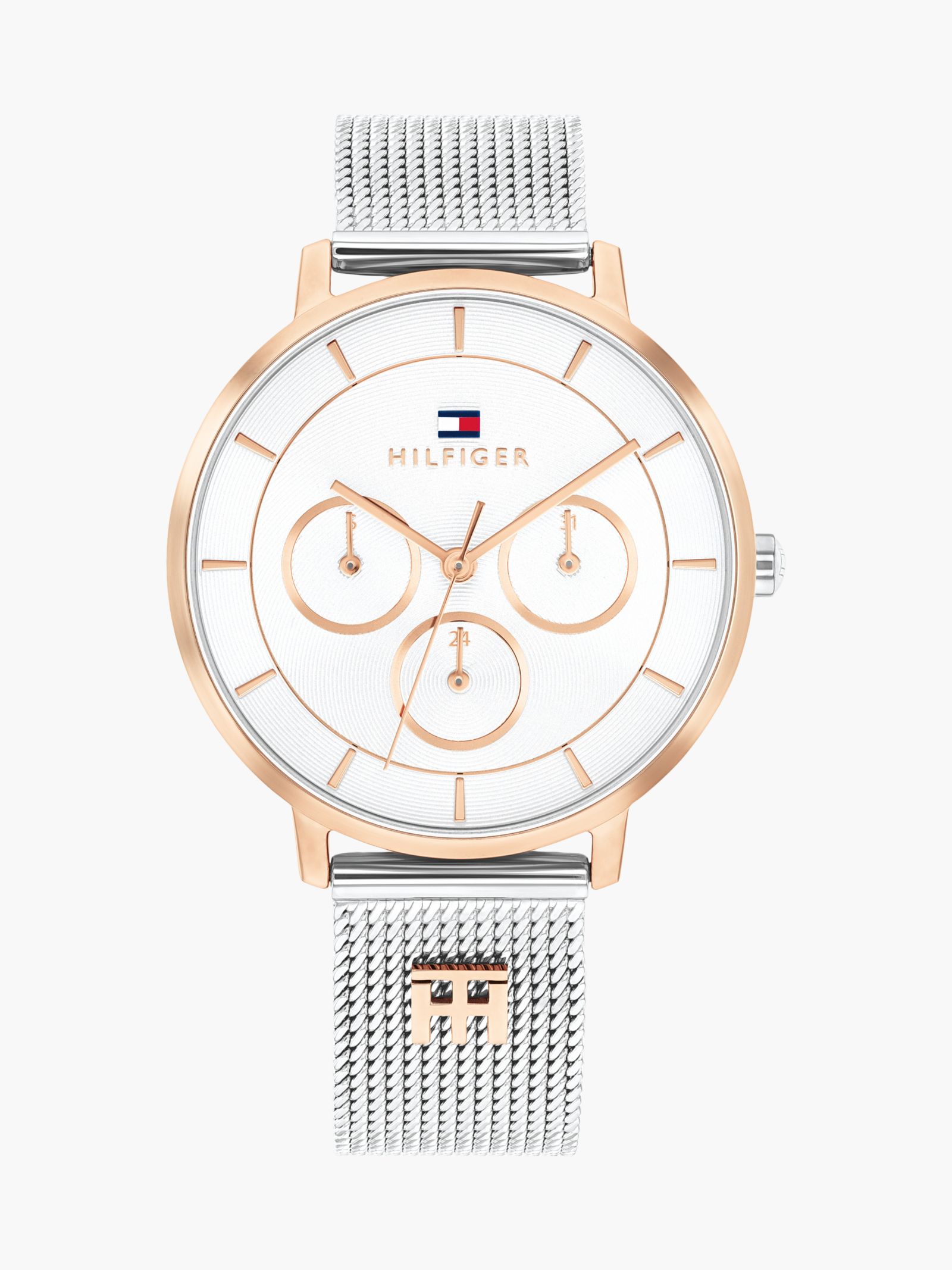 Tommy Hilfiger TH Monogram tweekleurig horloge met mesh band