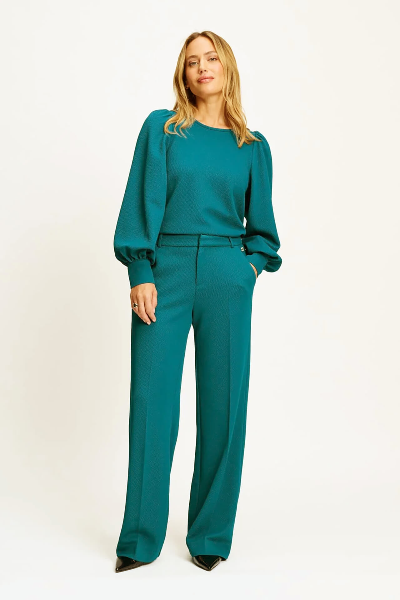 Pom Amsterdam Broek Lara Teal Groen dames