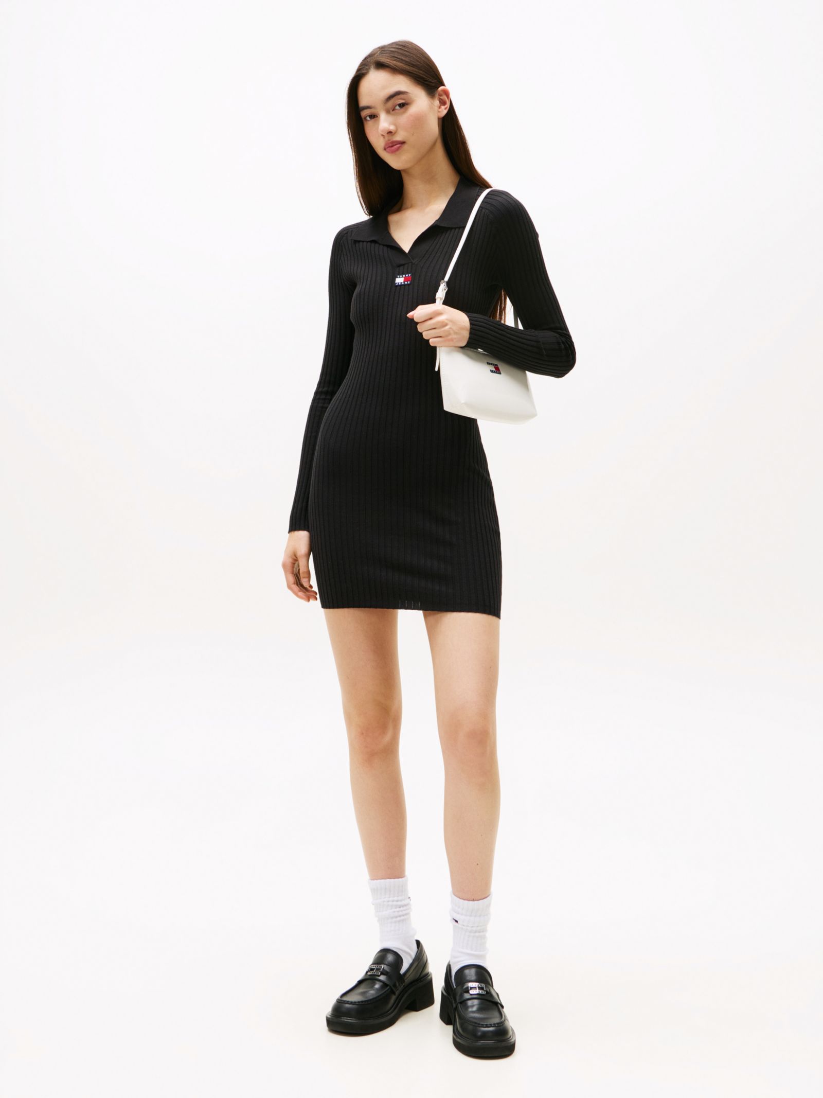 Tommy Jeans slim fit mini sweaterjurk met Tommy badge
