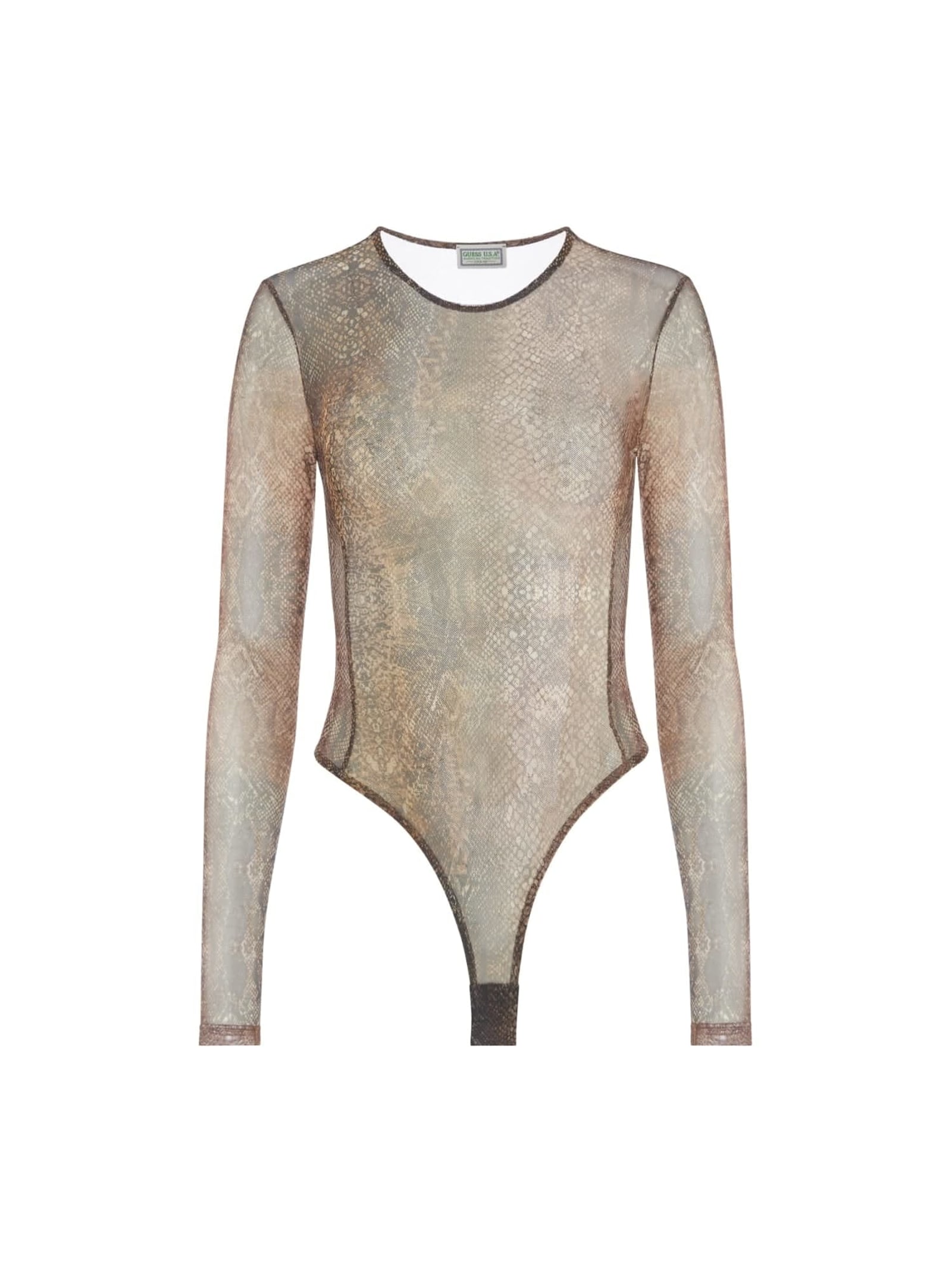 Guess Bodysuit Van Netstof in bruin