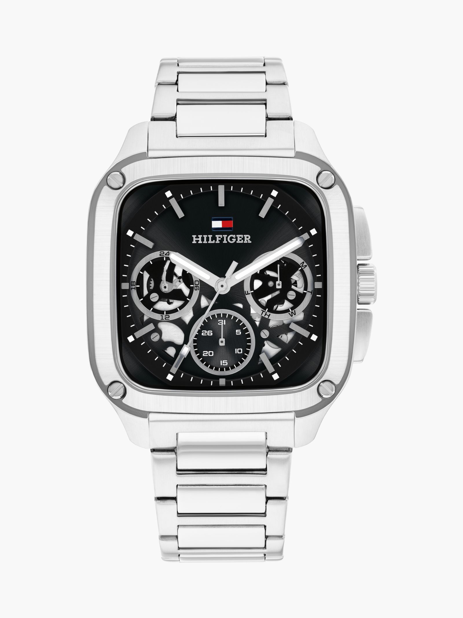 Tommy Hilfiger Roestvrijstalen horloge met vierkante zwarte wijzerplaat