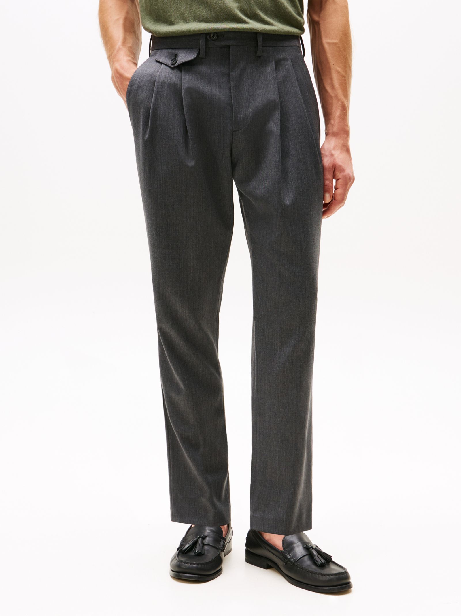Tommy Hilfiger Pantalon van wolmix twill met persvouwen