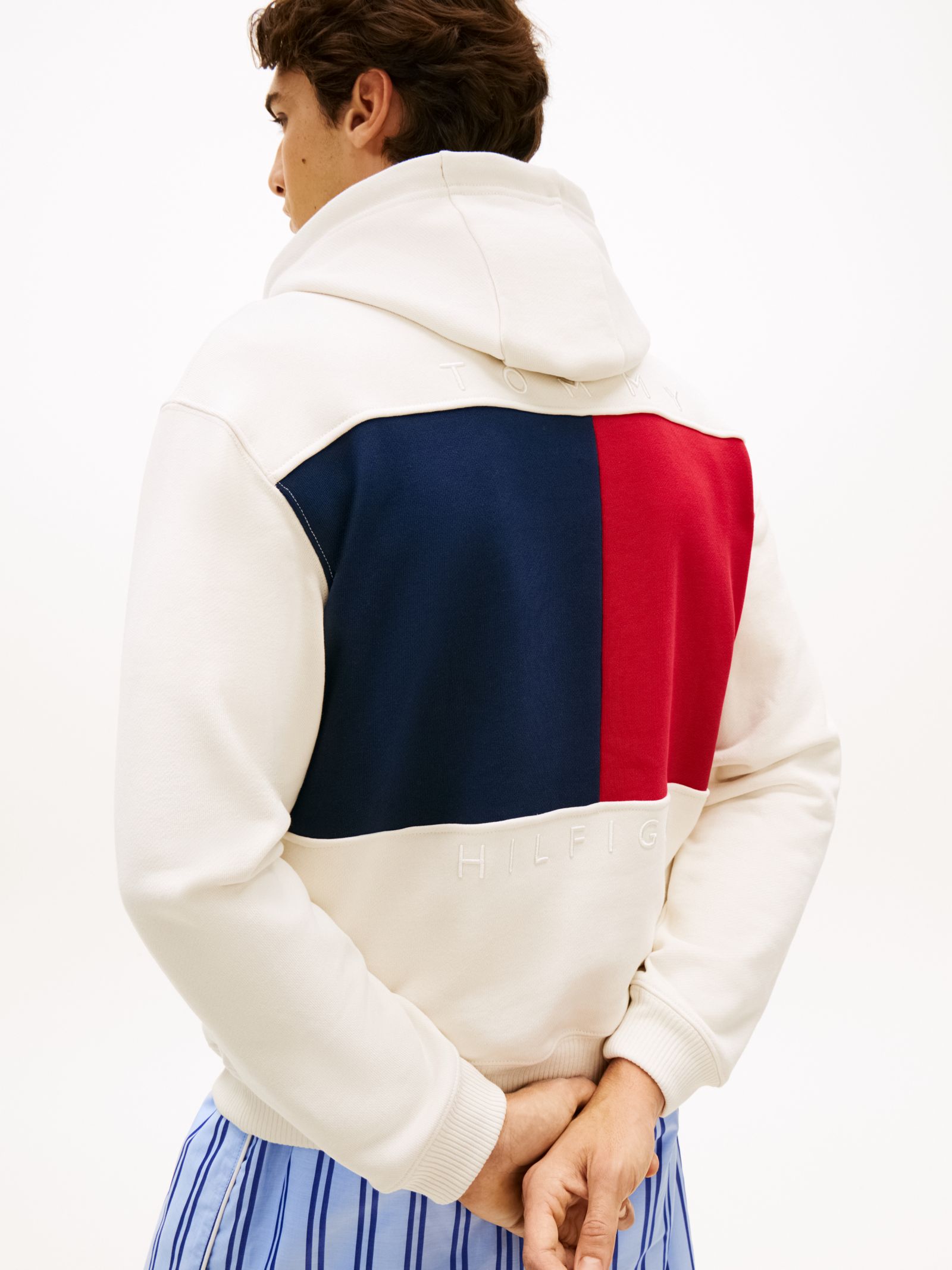 Tommy Hilfiger Relaxed Fit Terry Hoodie met Vlag