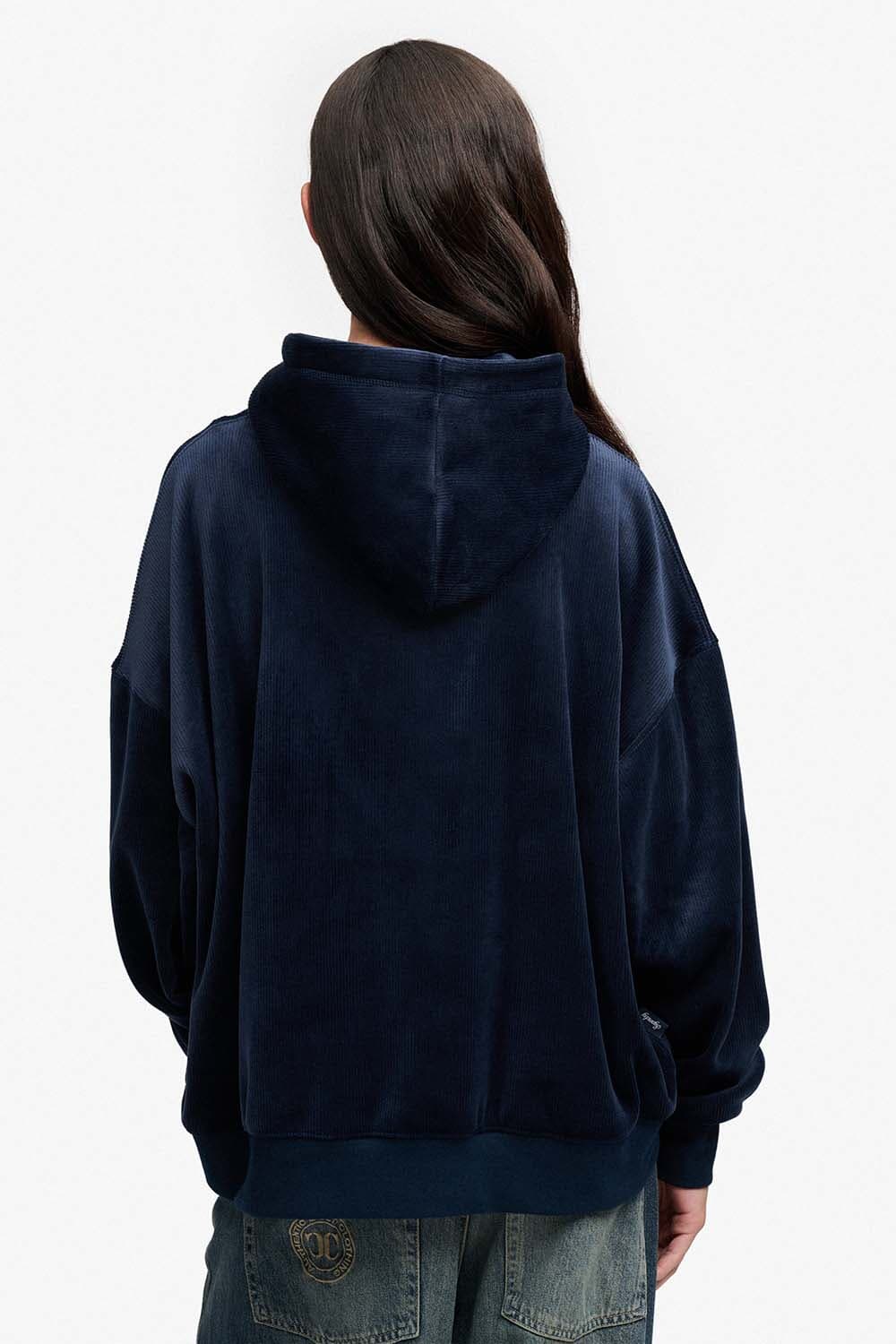 Superdry & Co Hoodie Drop Needle Velour Relaxed Navy dames