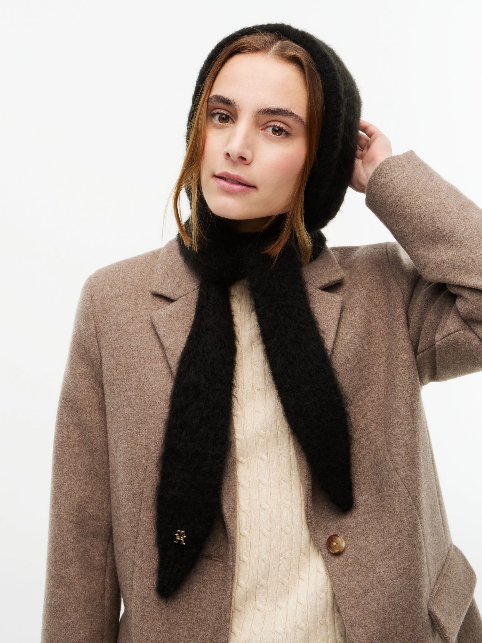 Tommy Hilfiger Chic gebreide capuchon met alpaca in zwart
