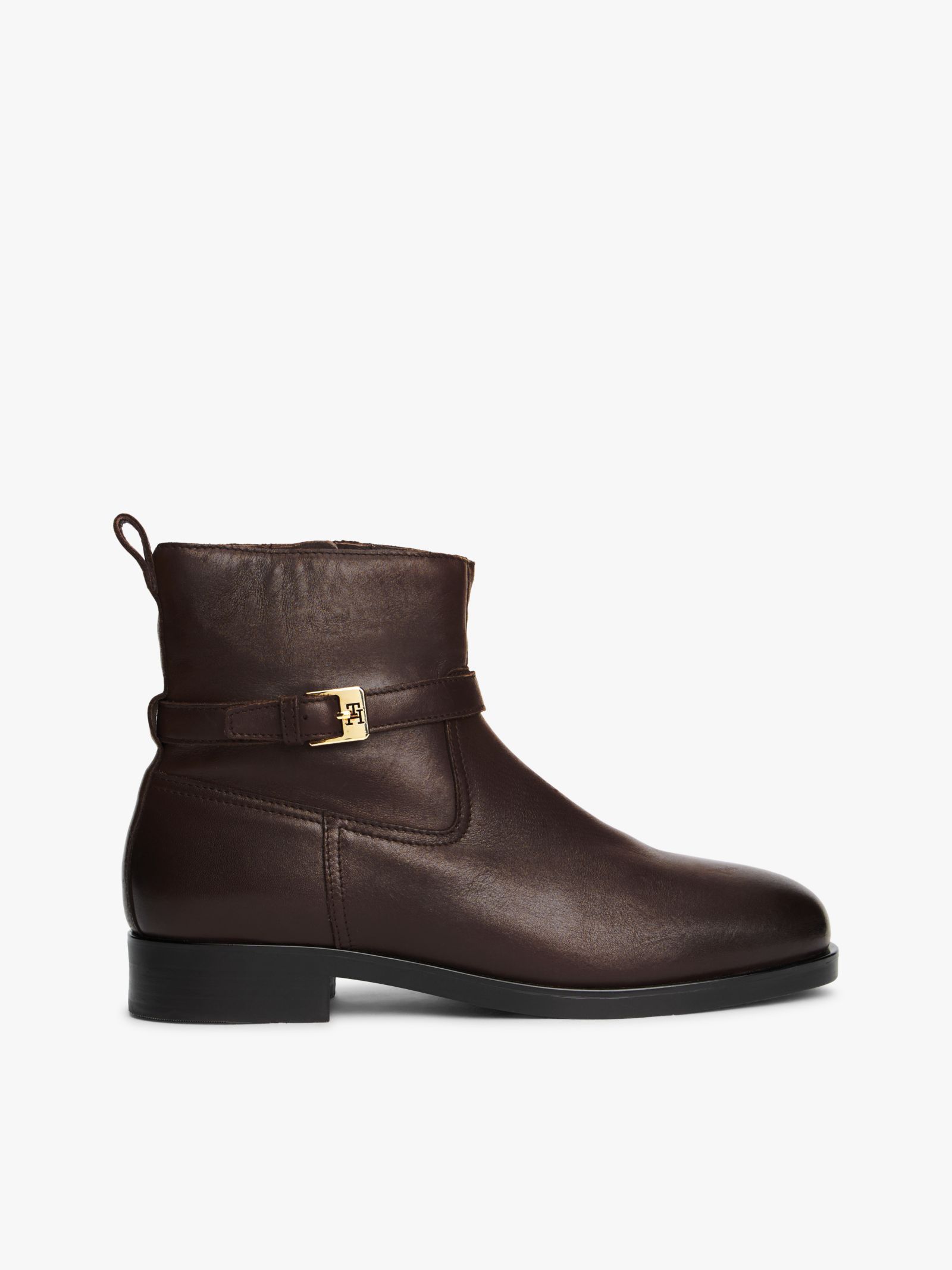 Tommy Hilfiger Leren laars met gesp in bruin