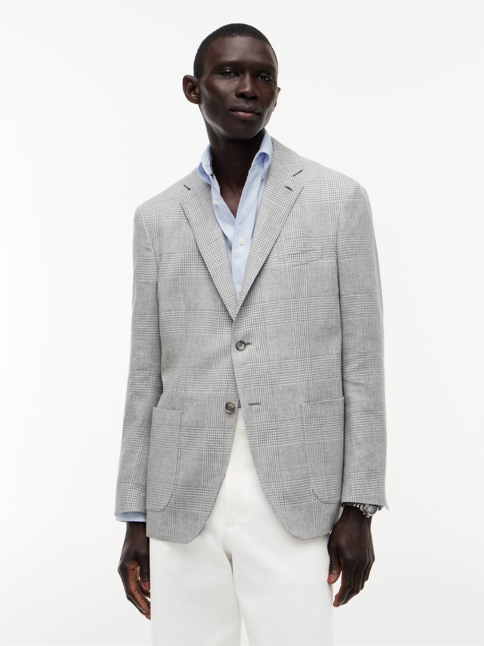 Tommy Hilfiger Regular fit linnenmix blazer met Prince Of Wales ruit
