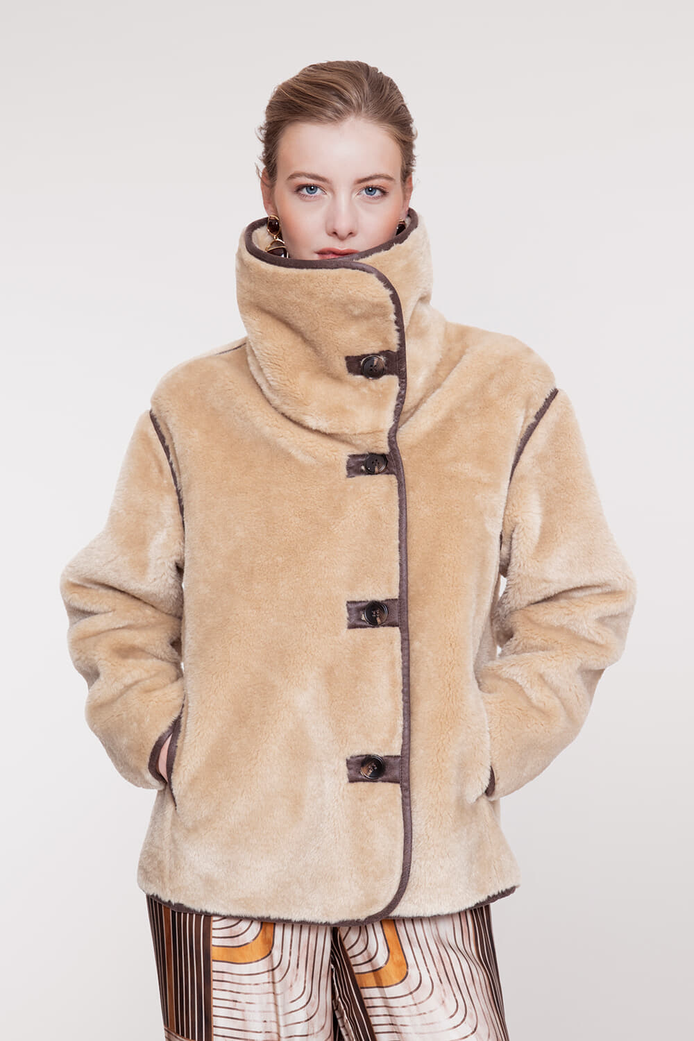 Geisha Jack Kort Bonded fur Camel dames