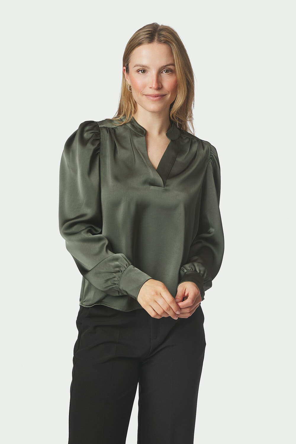 Neo Noir Blouse Rosslyn Heavy Sateen Groen dames