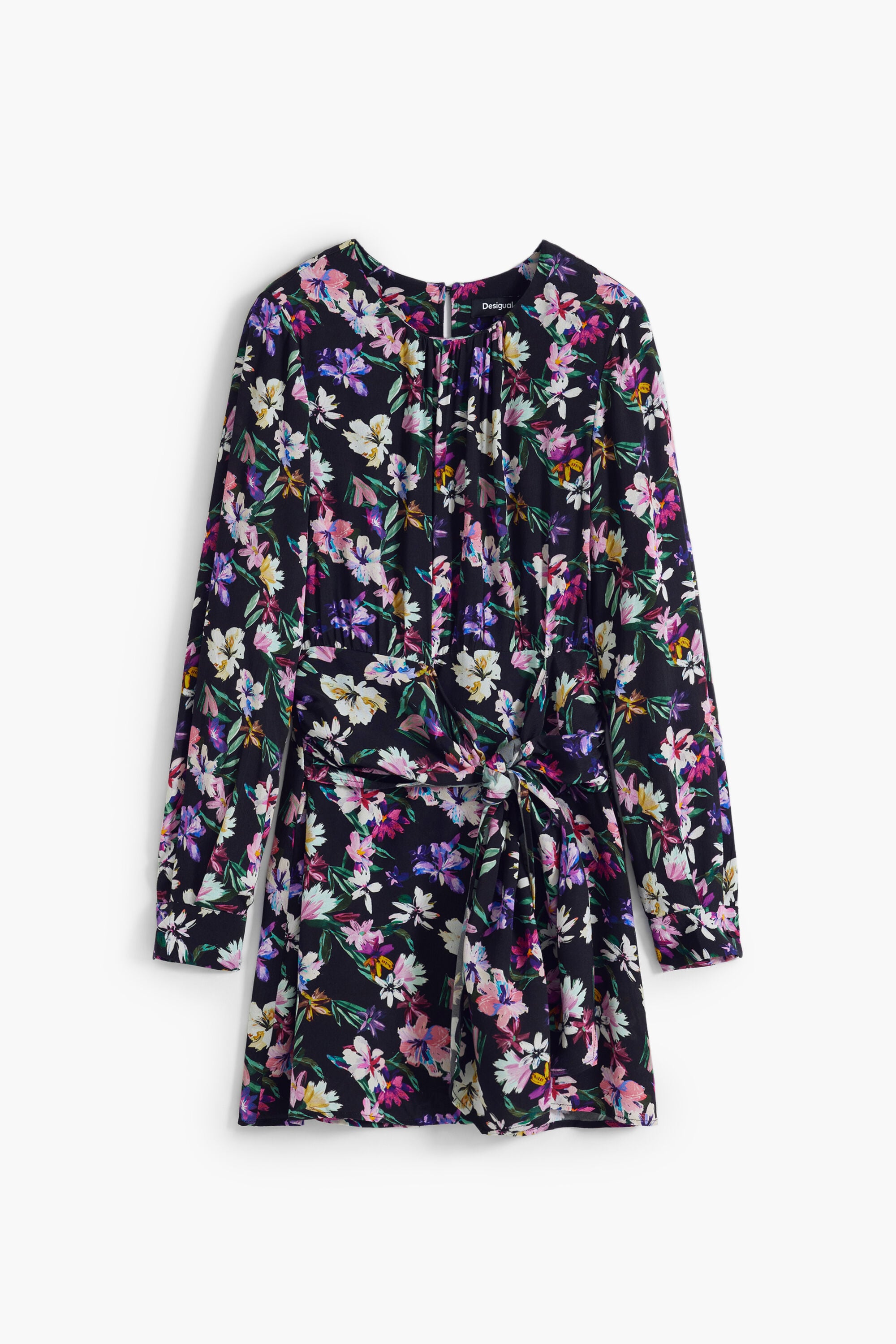 Desigual Korte bloemenjurk met knoop