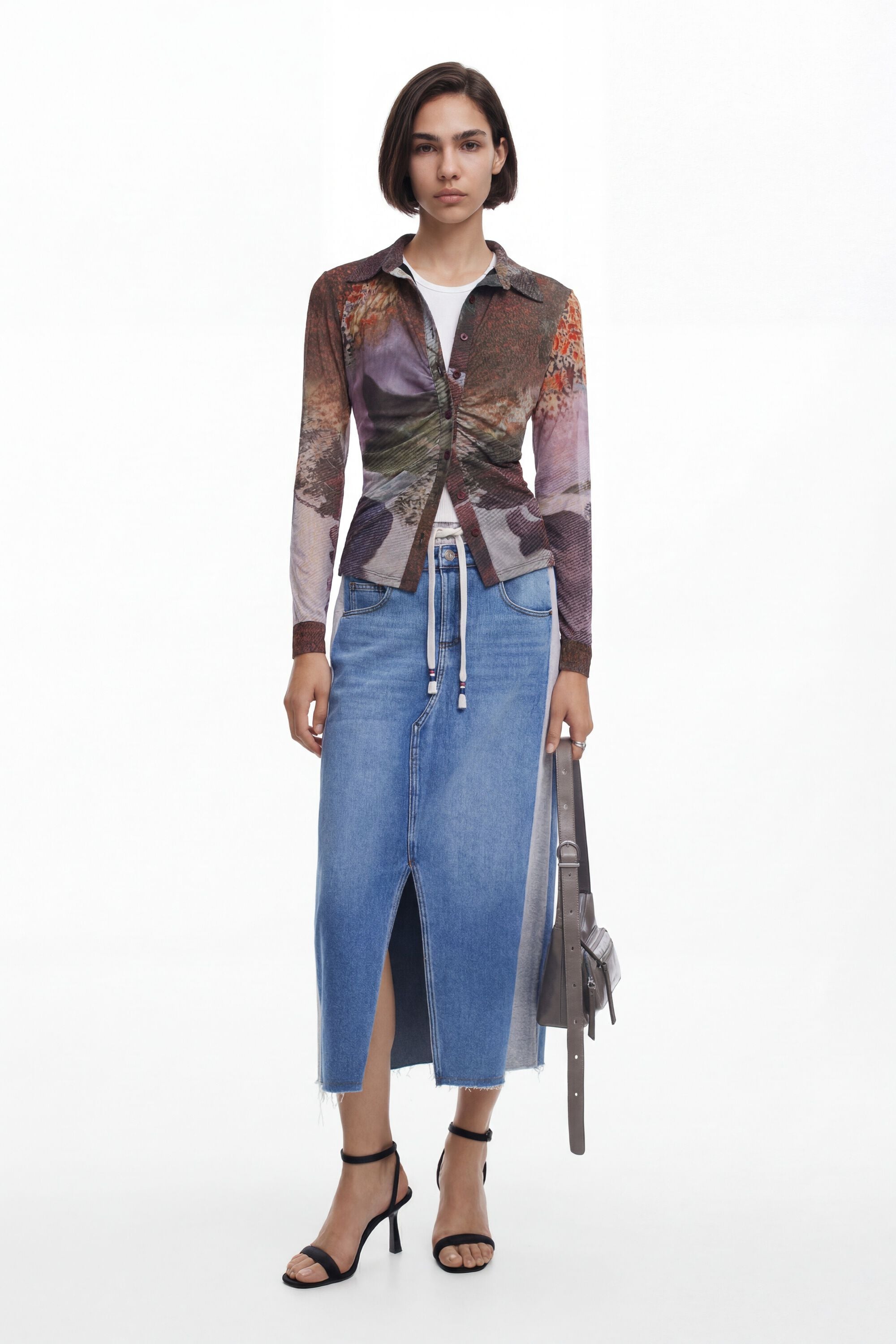 Desigual Hybride denim midi-rok