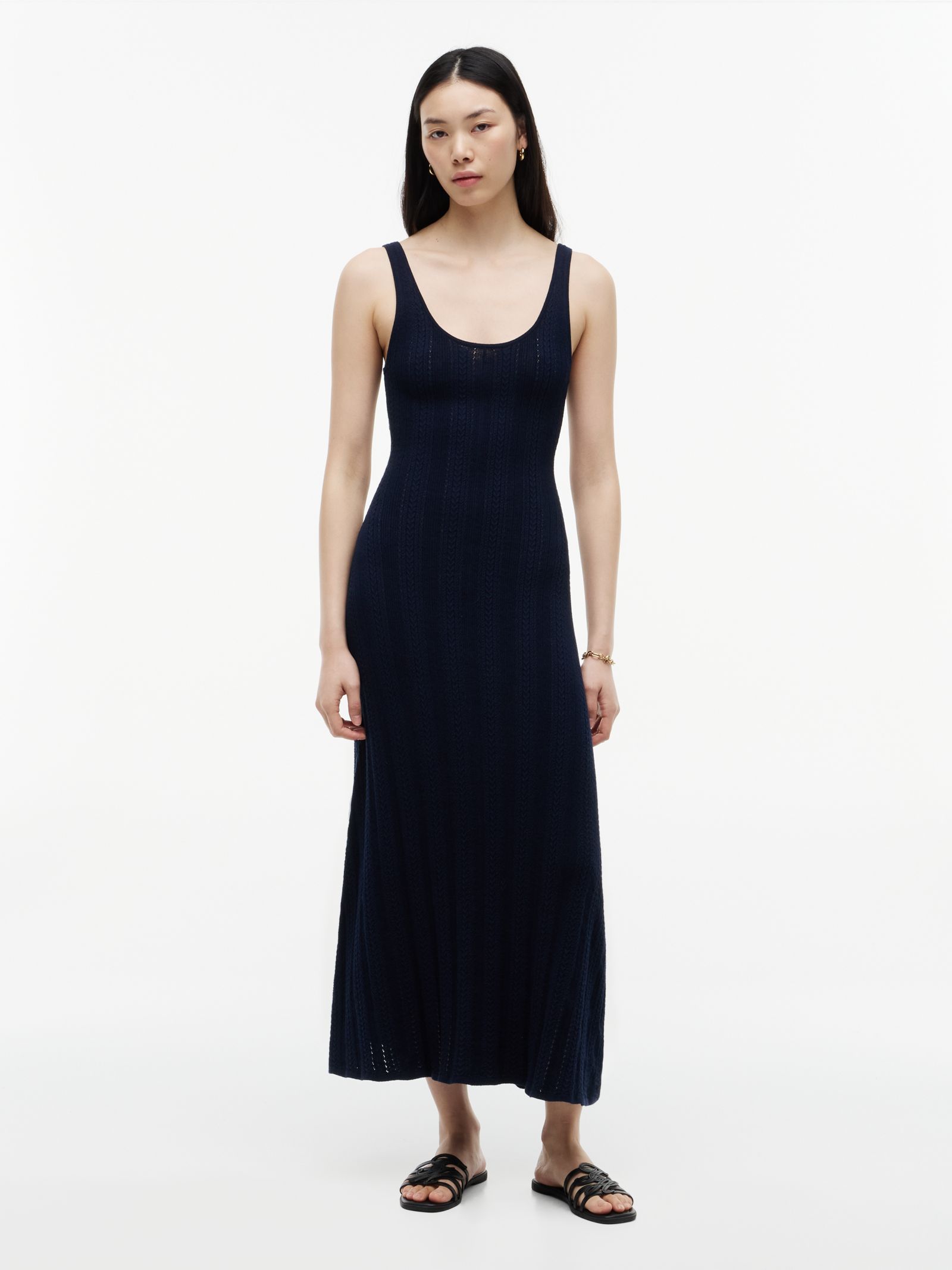 Tommy Hilfiger Kabelgebreide fit and flare midi jurk