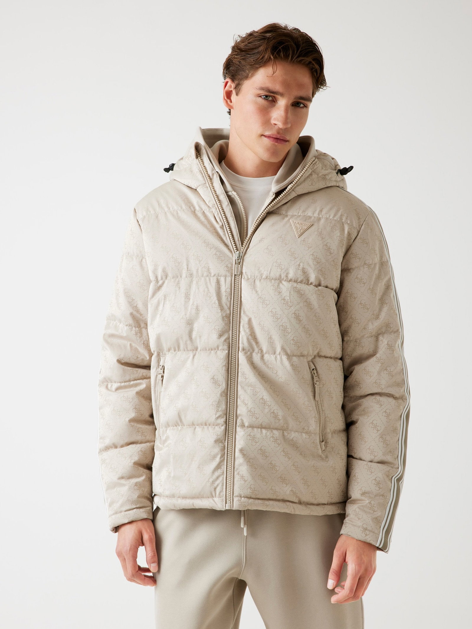 Guess 4G Donsjack Met Capuchon in beige