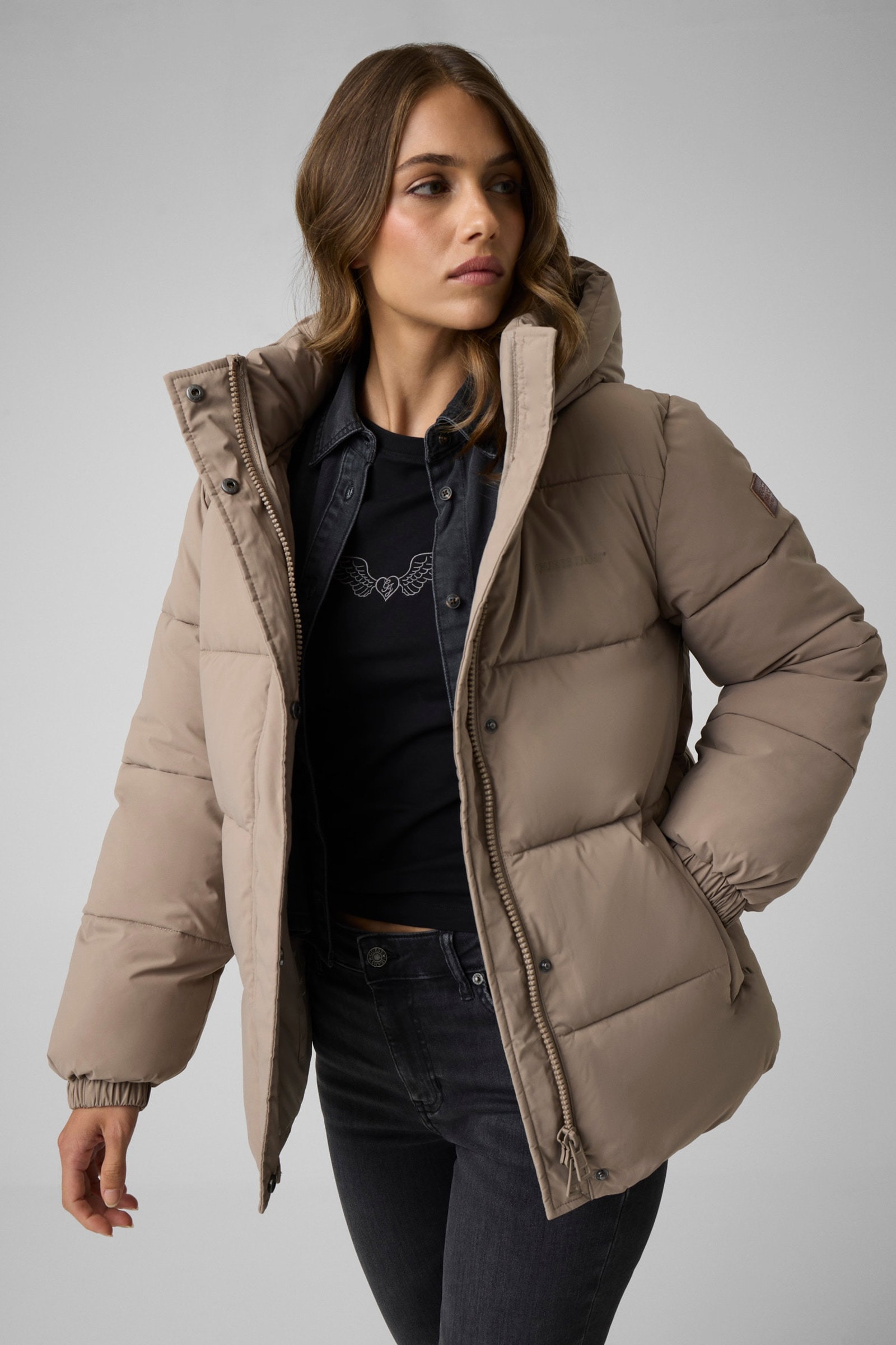 Guess Pufferjack Met Regular Lengte in beige