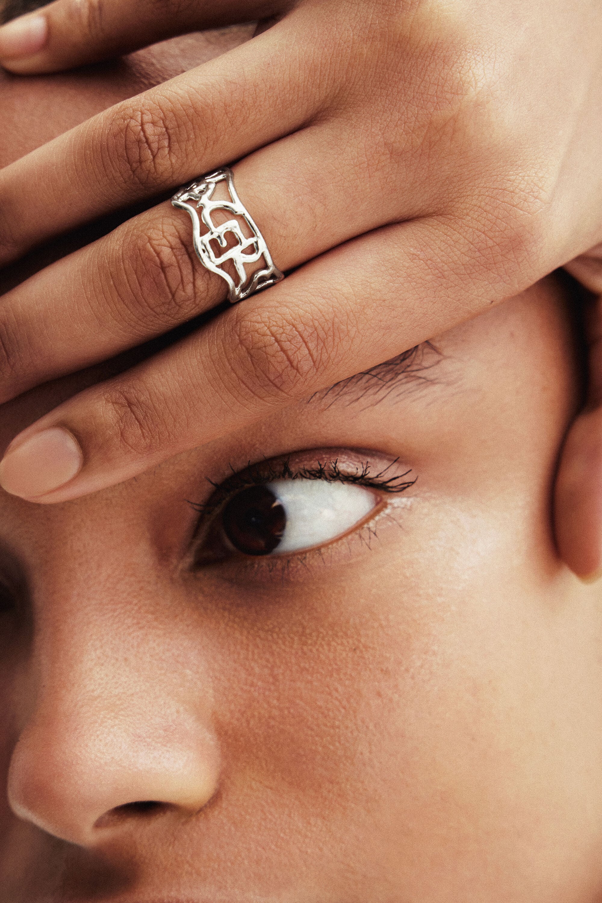 Desigual Verzilverde ring met tekst Zalio unisex in zilver