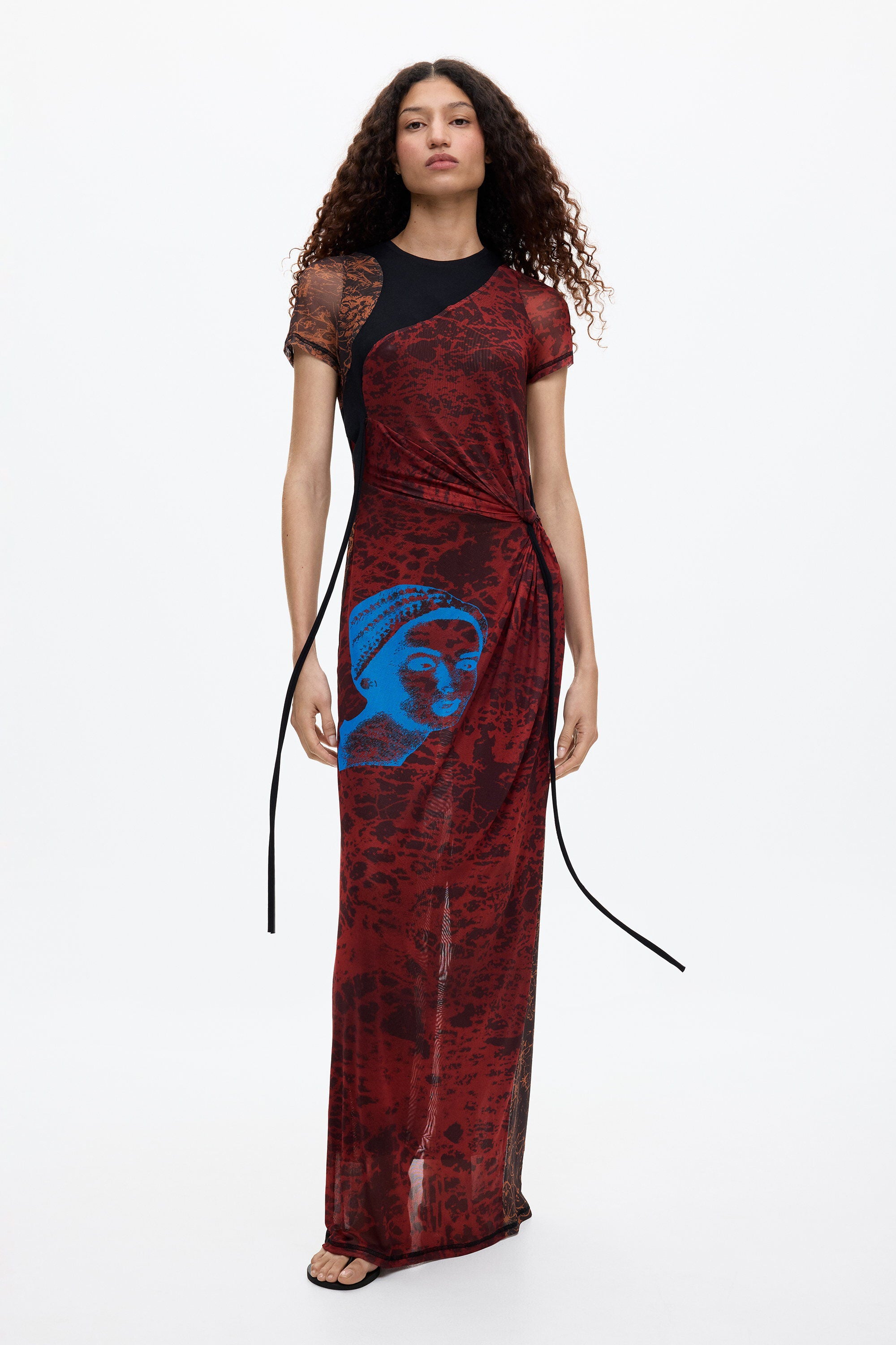 Desigual LANGE JURK MET OTTOLINGER PRINT in rood