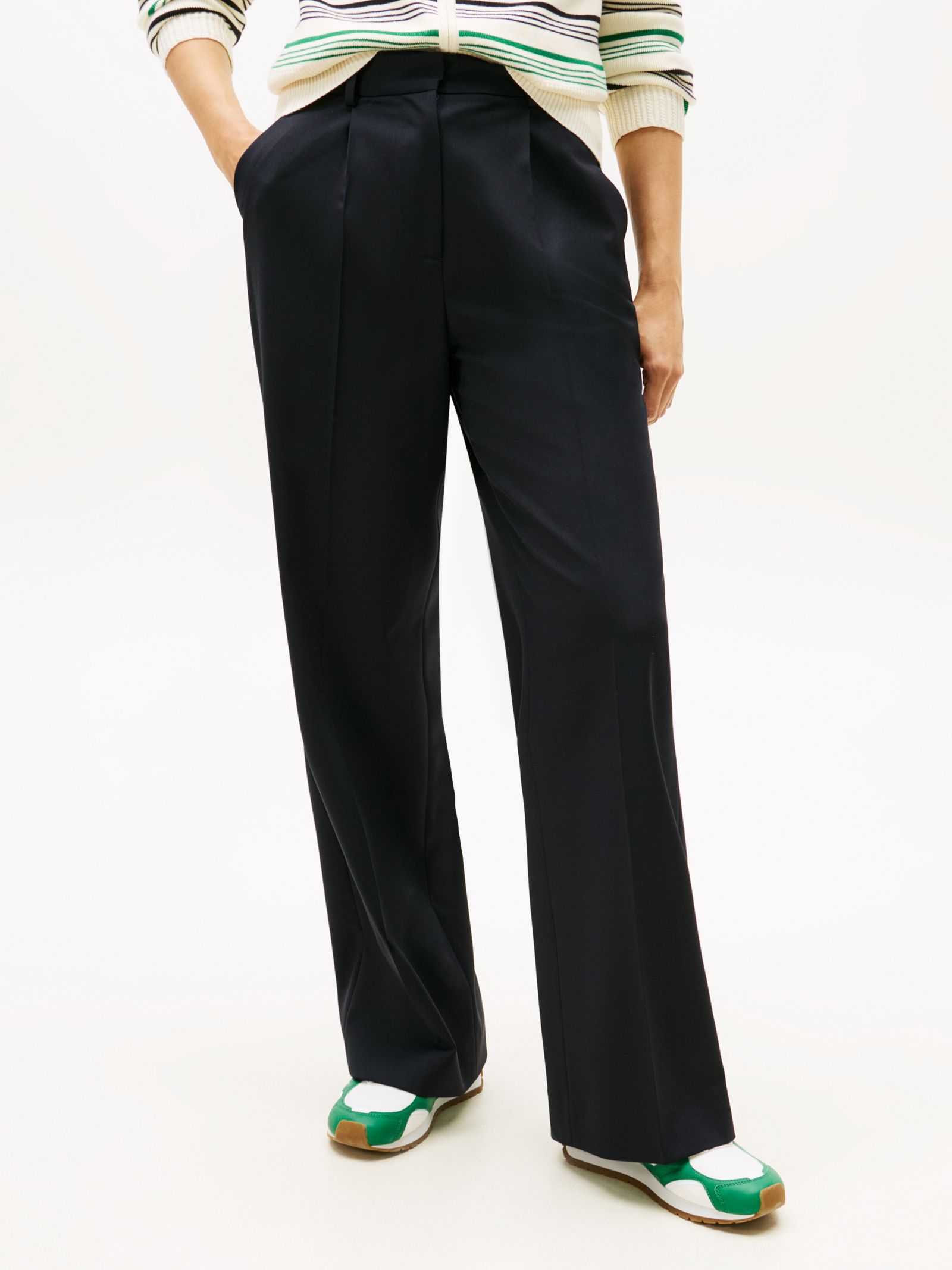 Tommy Hilfiger Timeless wijde pantalon van wolmix in marine