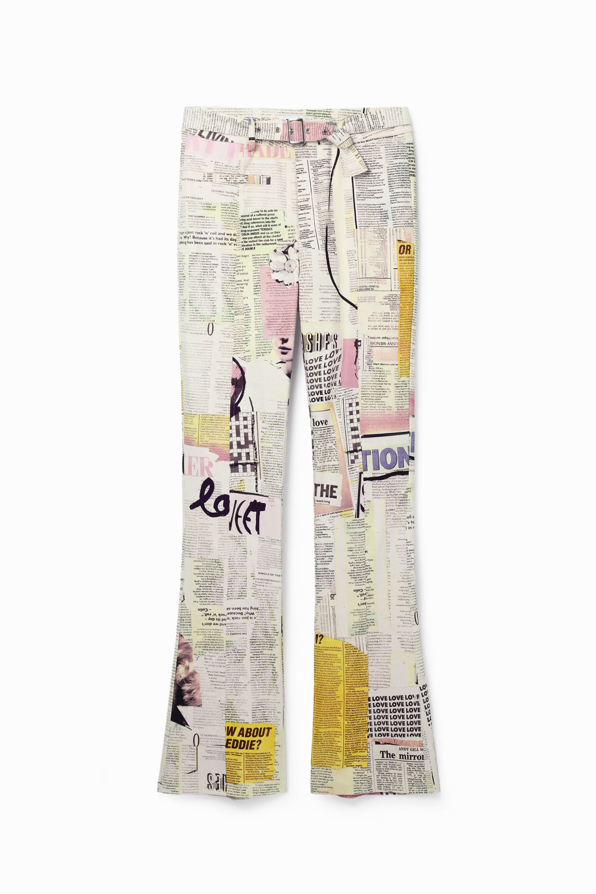 Desigual Flared broek met krantenprint